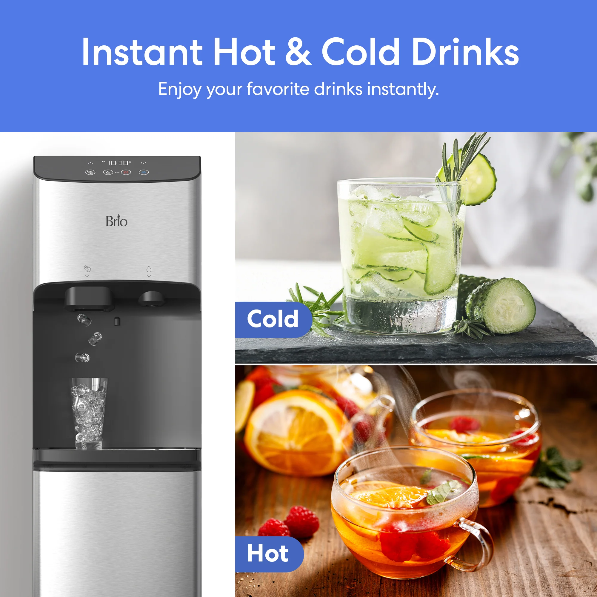 Brio 520 Bottom Load Ice + Hot/Cold Water Cooler Dispenser - Image 4