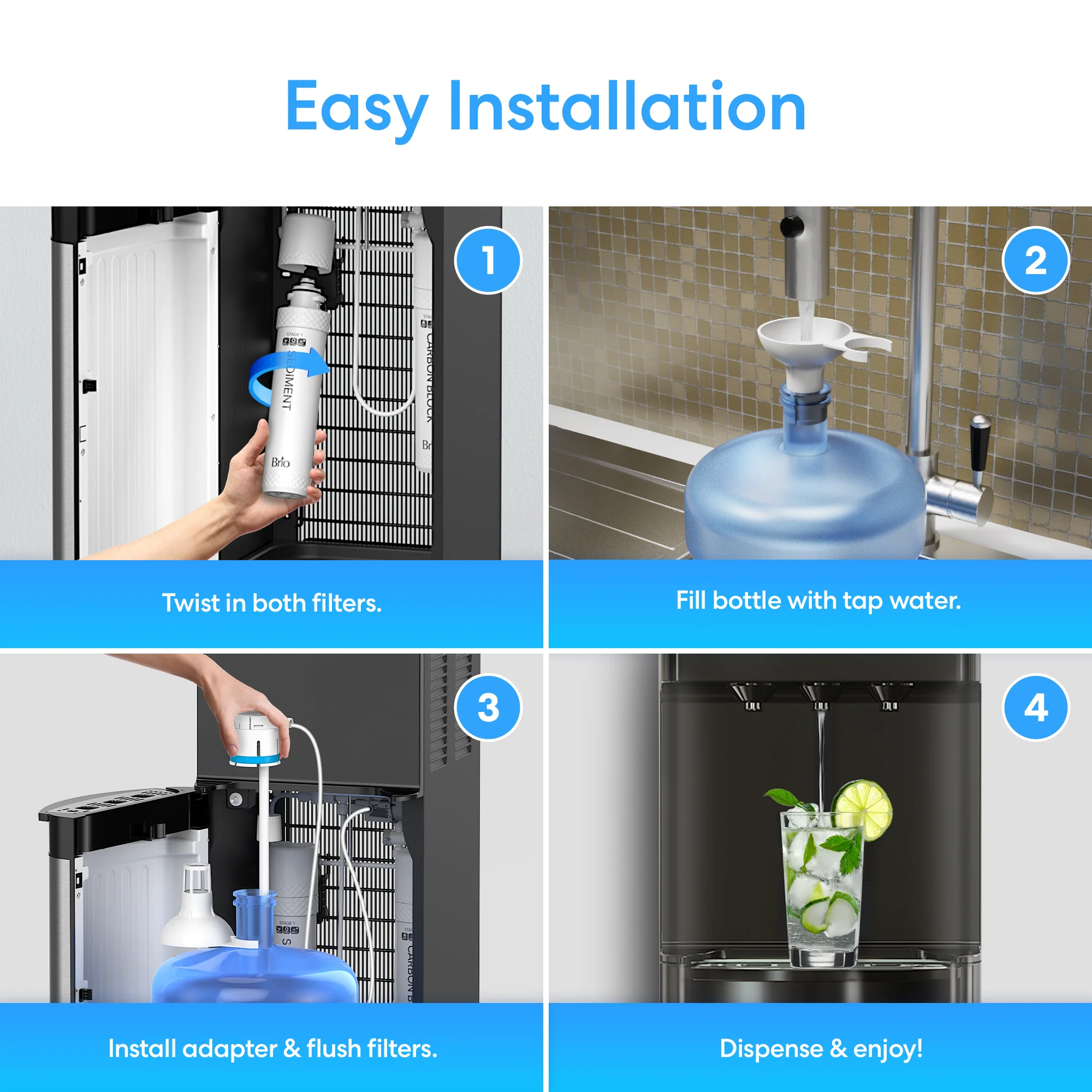 Brio 520 Self-Cleaning No-Line Bottom Load 2-Stage Water Filtration Dispenser - Image 3