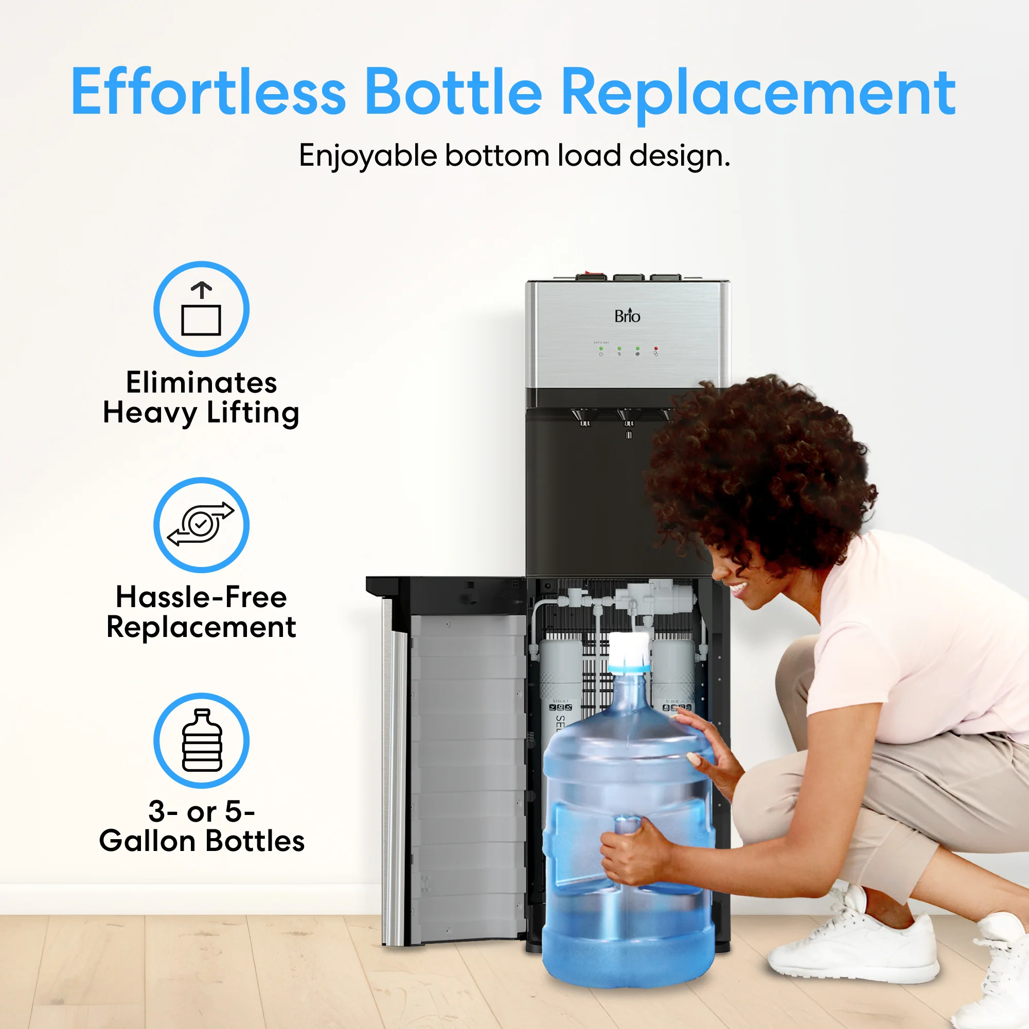 Brio 520 Self-Cleaning No-Line Bottom Load 2-Stage Water Filtration Dispenser - Image 5