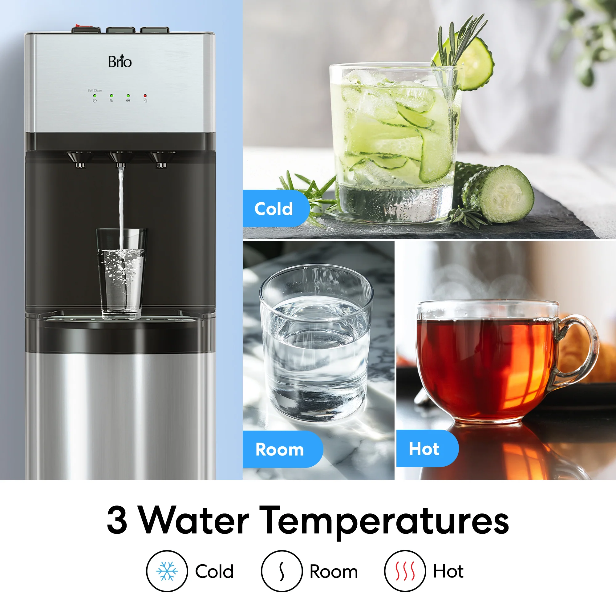 Brio 520 Self-Cleaning No-Line Bottom Load 2-Stage Water Filtration Dispenser - Image 6
