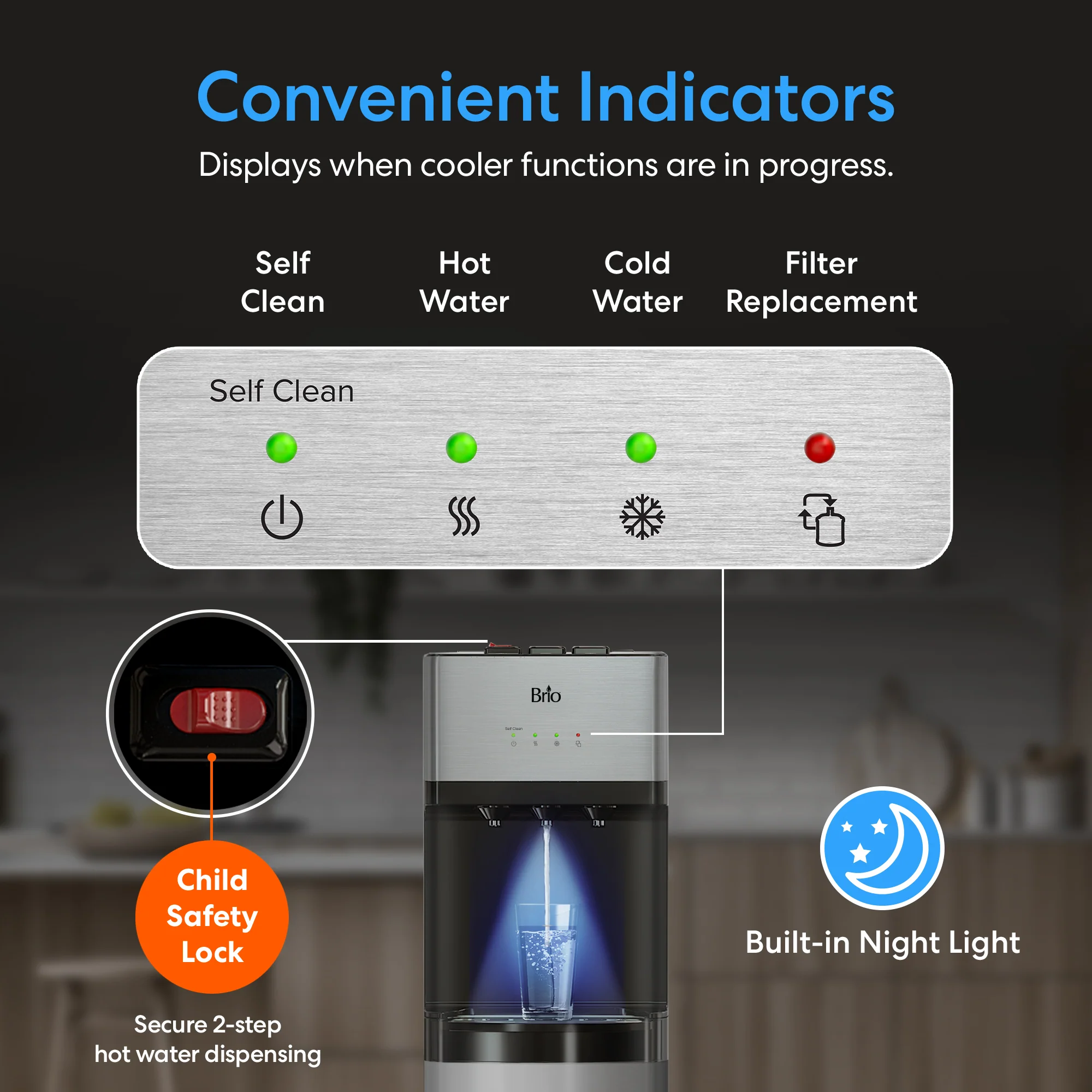 Brio 520 Self-Cleaning No-Line Bottom Load 2-Stage Water Filtration Dispenser - Image 7