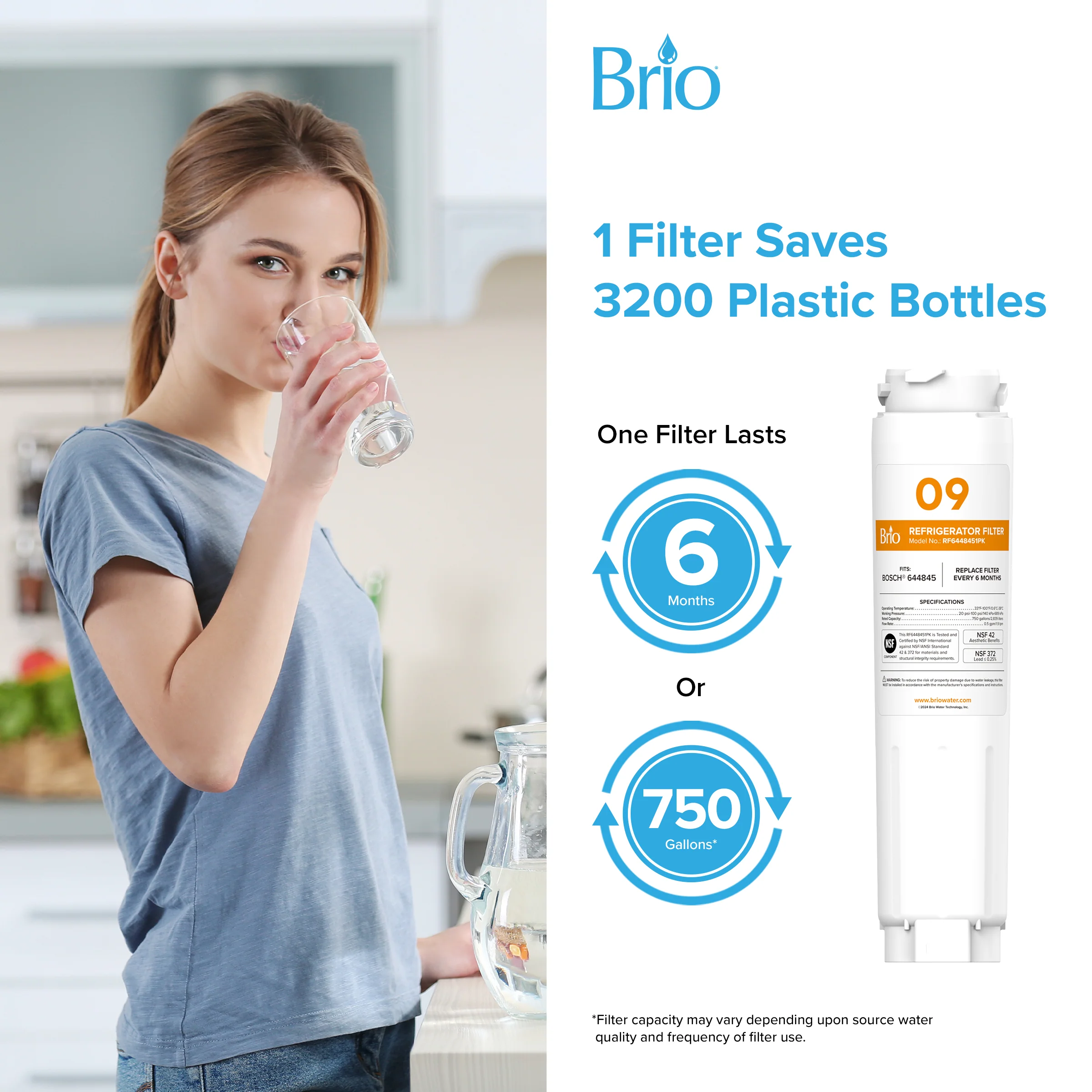 Brio 644845 Refrigerator Filter - Bosch® 644845, Haier® 0060218743, Miele® KWF1000 - Image 7