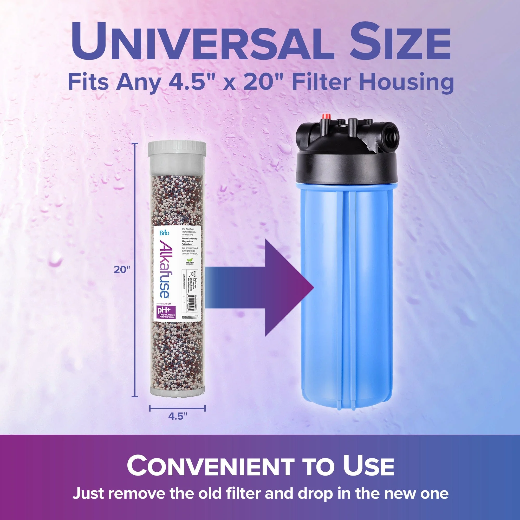 Brio Alkafuse Drop-In Alkaline Filter, 150,000 L, 4.5" x 20" - Image 6