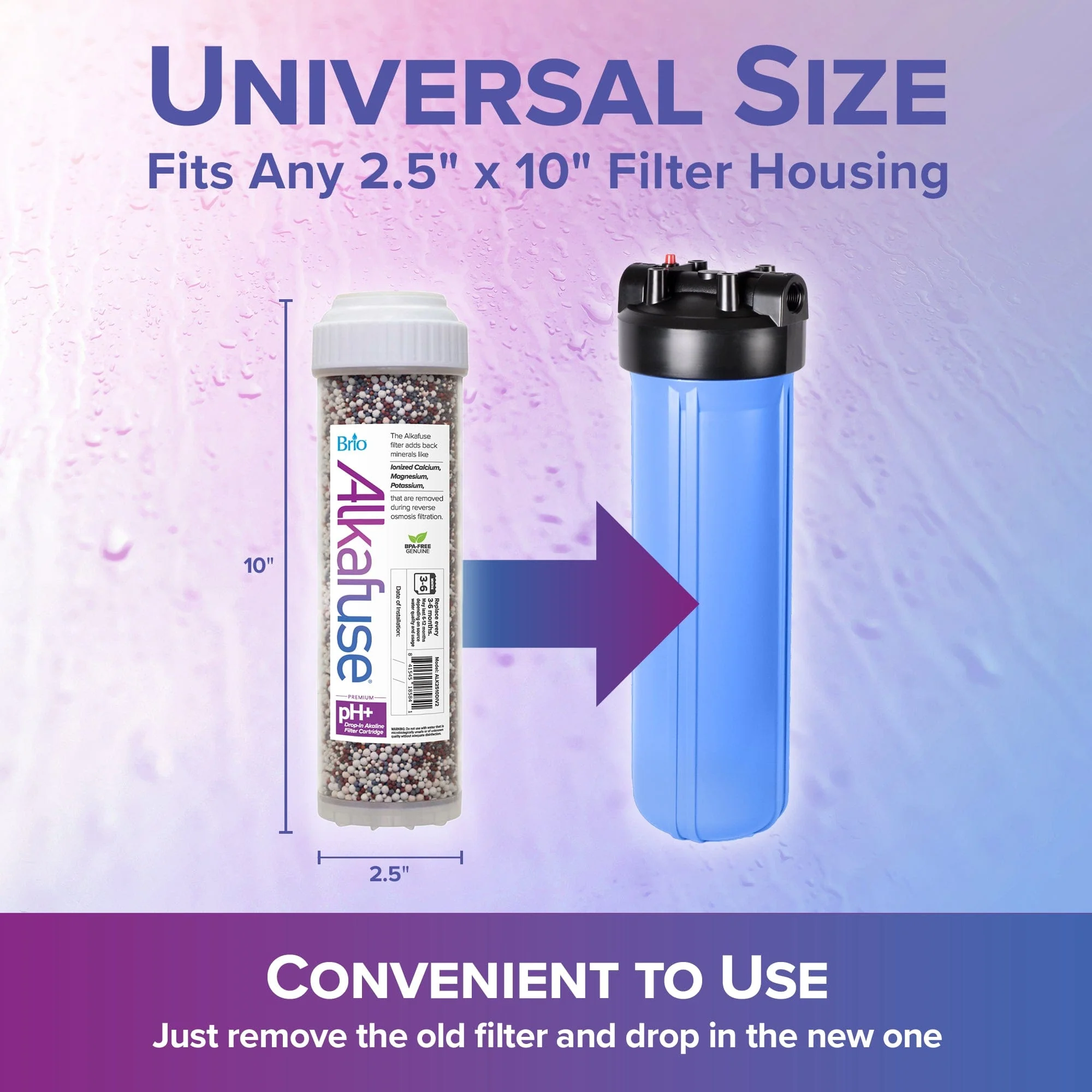 Brio Alkafuse Drop-In Alkaline Filter, 20,000 L, 2.5" x 10" - Image 6