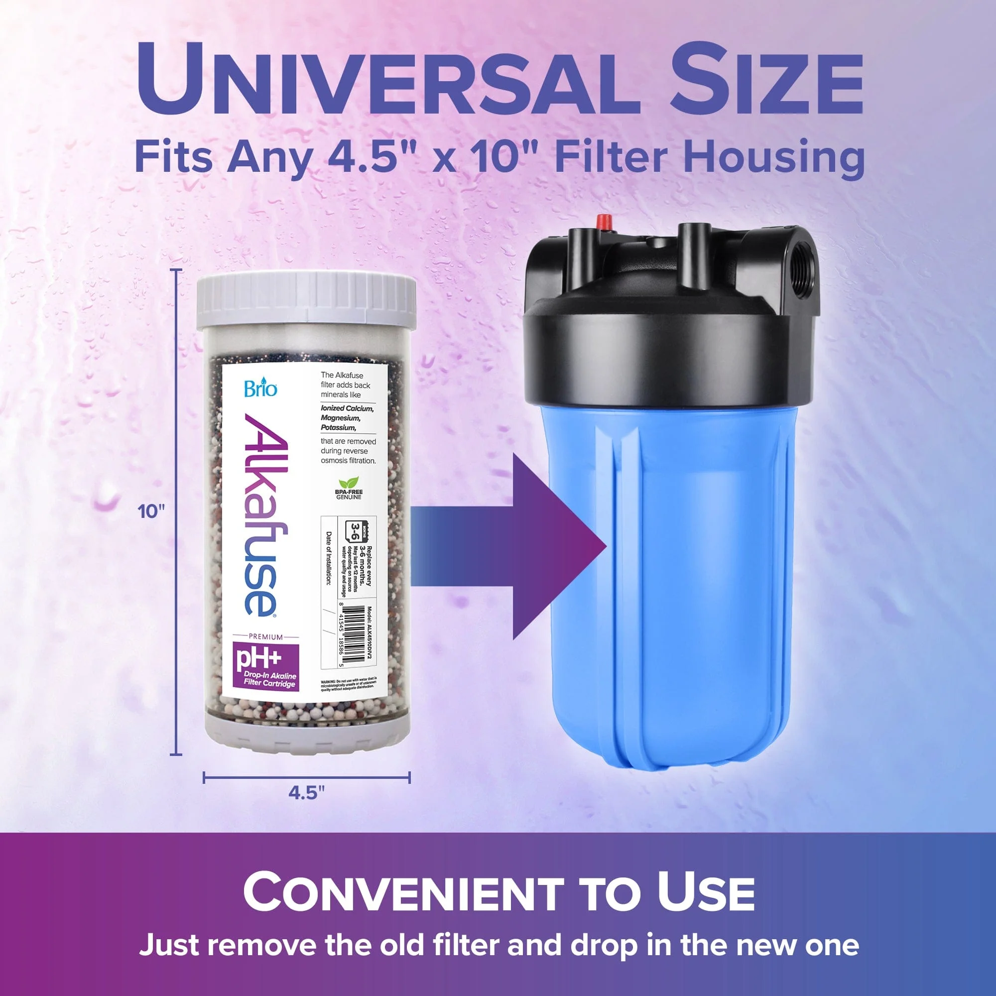 Brio Alkafuse Drop-In Alkaline Filter, 70,000 L, 4.5" x 10" - Image 6