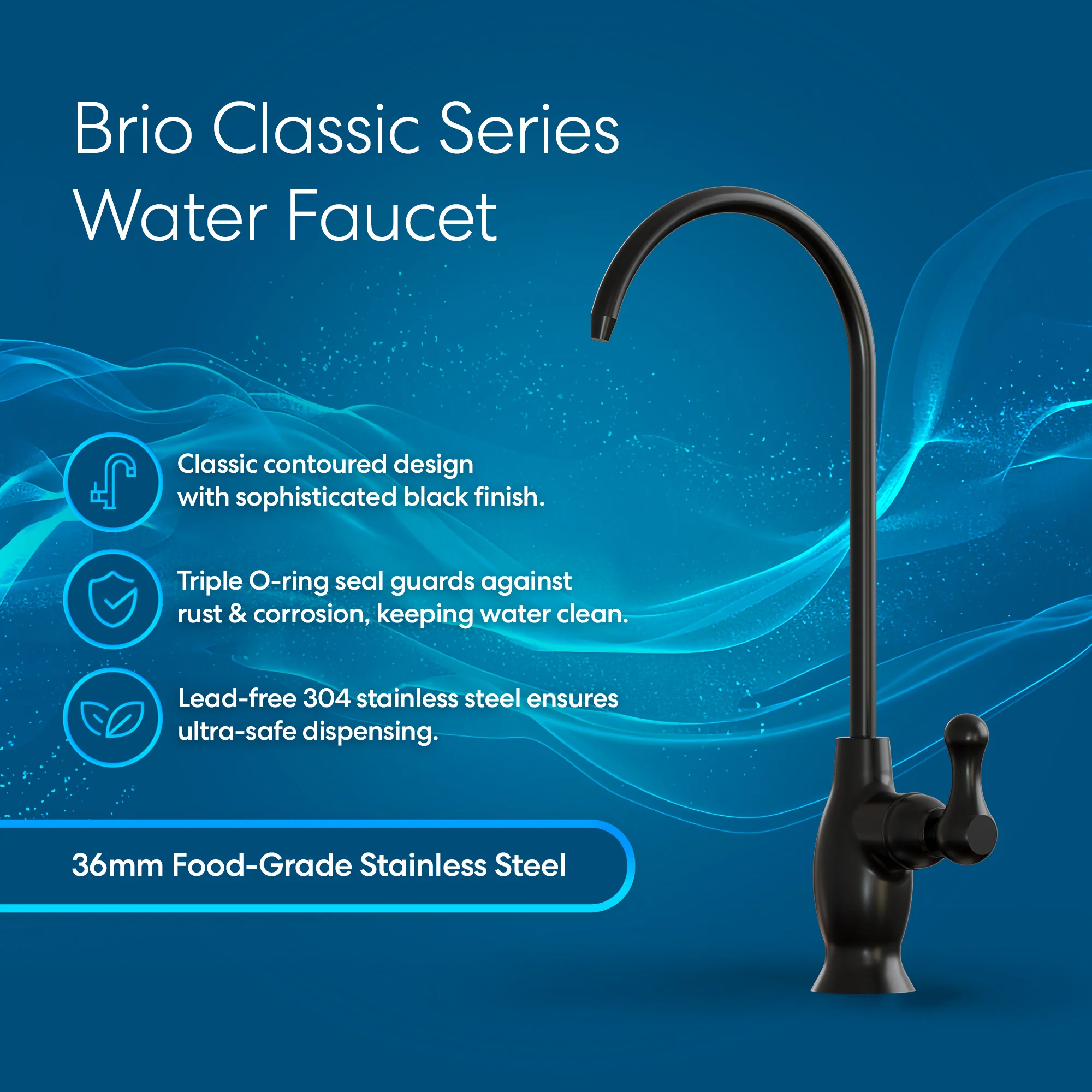 Brio Classic Series Water Faucet -Matte Black - Image 2
