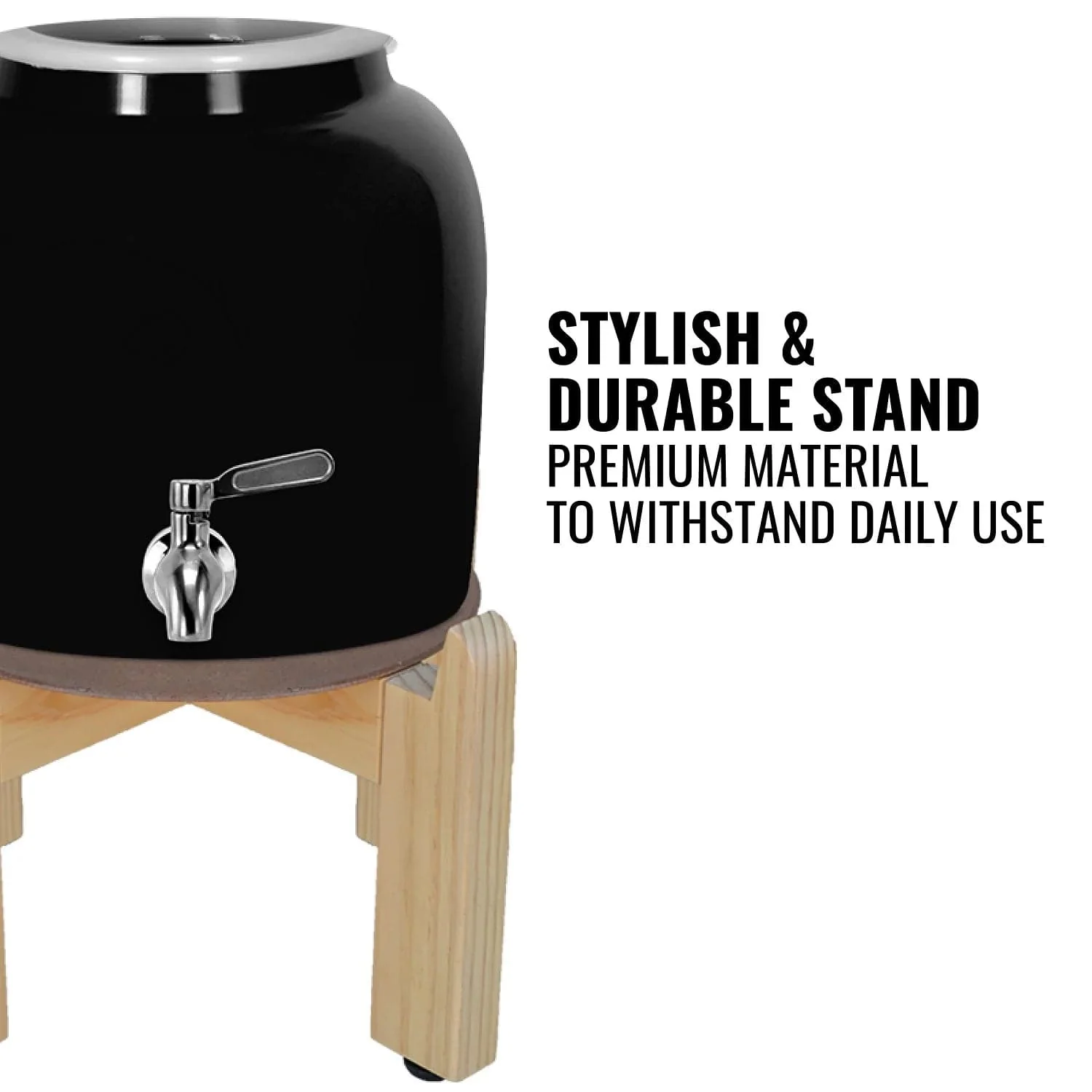GEO Porcelain Ceramic Crock Water Dispenser w/ Stand - Black - Image 7