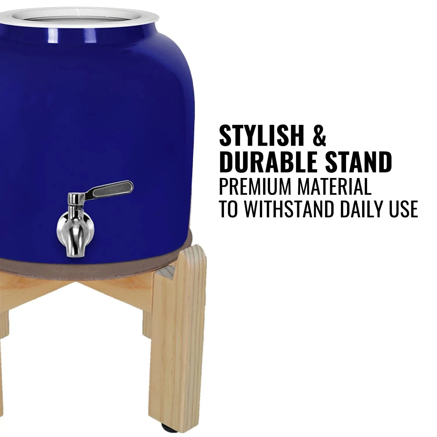 GEO Porcelain Ceramic Crock Water Dispenser w/ Stand - Blue - Image 7
