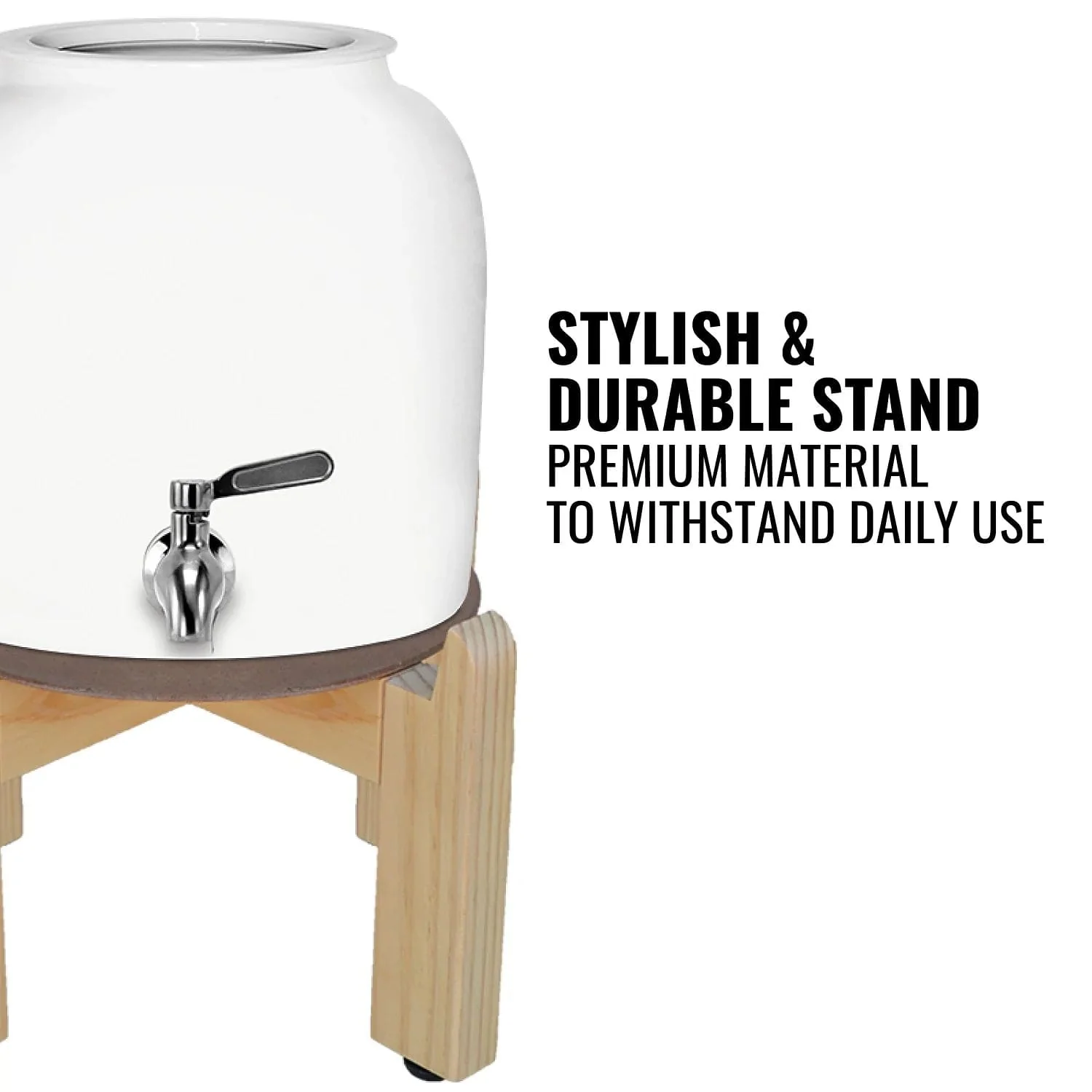 GEO Porcelain Ceramic Crock Water Dispenser w/ Stand - White - Image 7