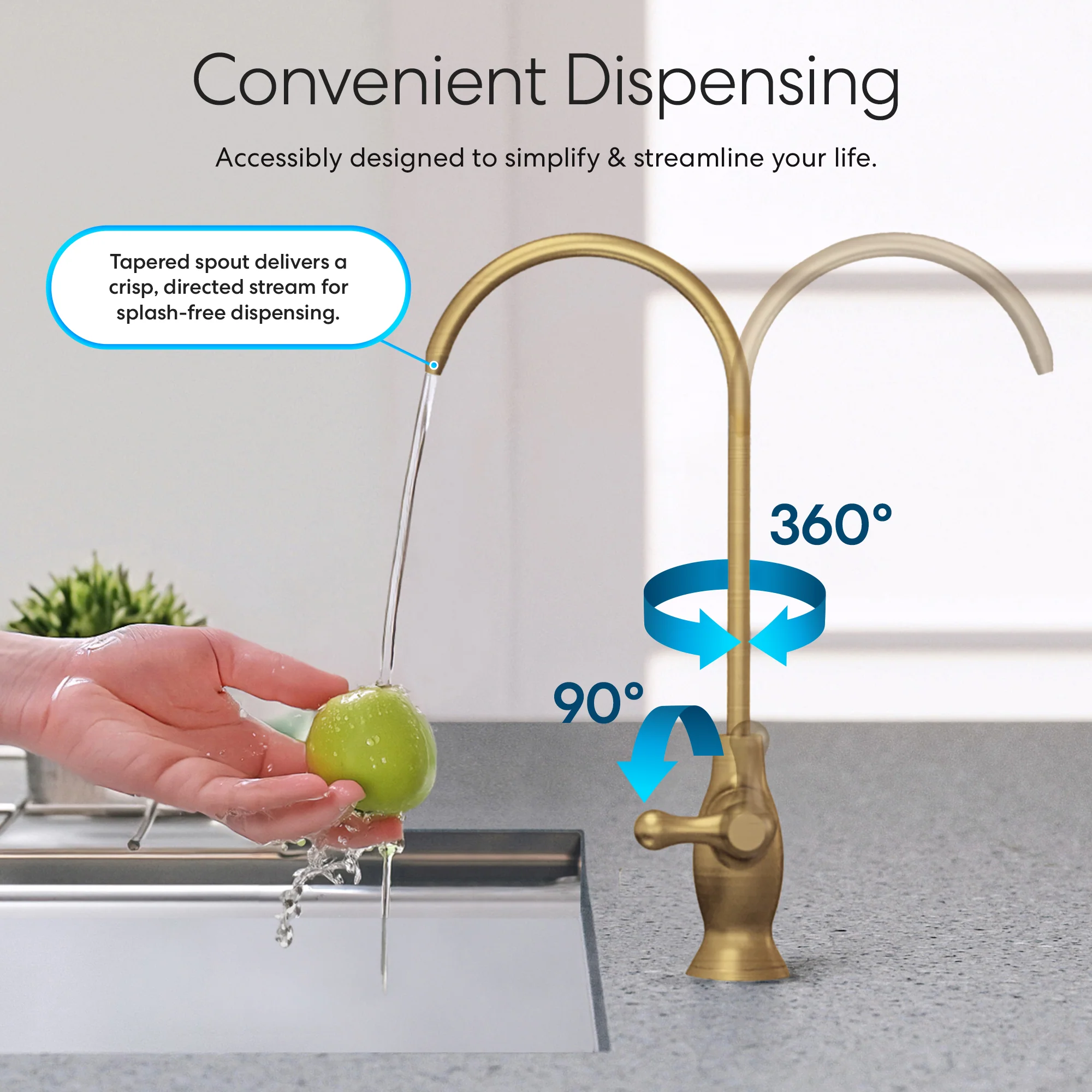 Brio Curvy Classic Series Water Faucet - Brushed Gold - Image 3