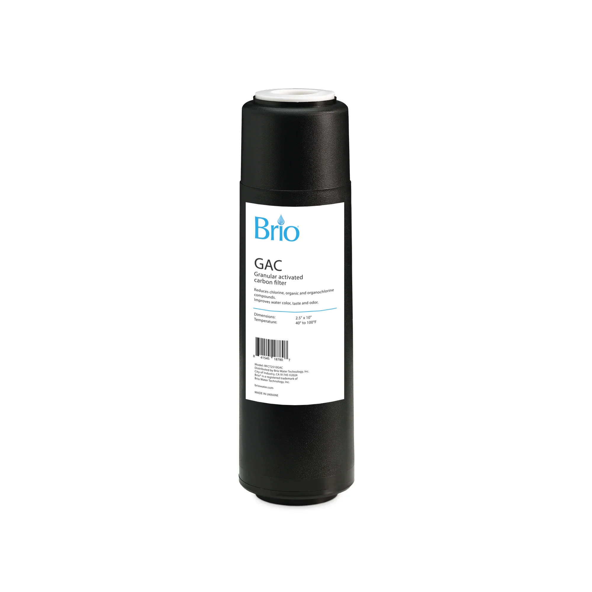 Brio GAC Coconut shell activated carbon cartridge 2.5"X10" - SKU RFCT2510GAC