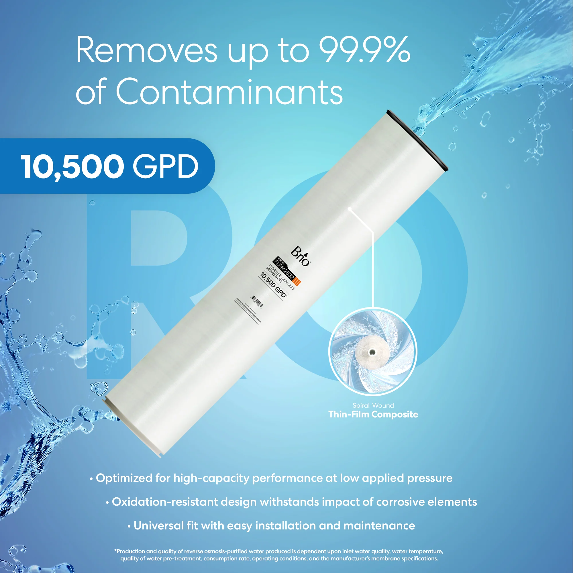 Brio Industrial Reverse Osmosis Membrane 10,500 GPD - Image 2