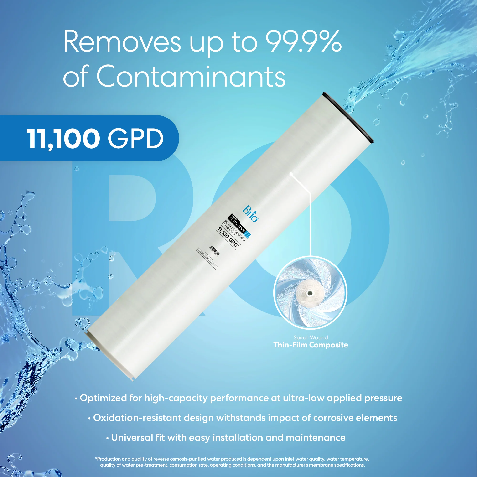Brio Industrial Reverse Osmosis Membrane 11,100 GPD - Image 2