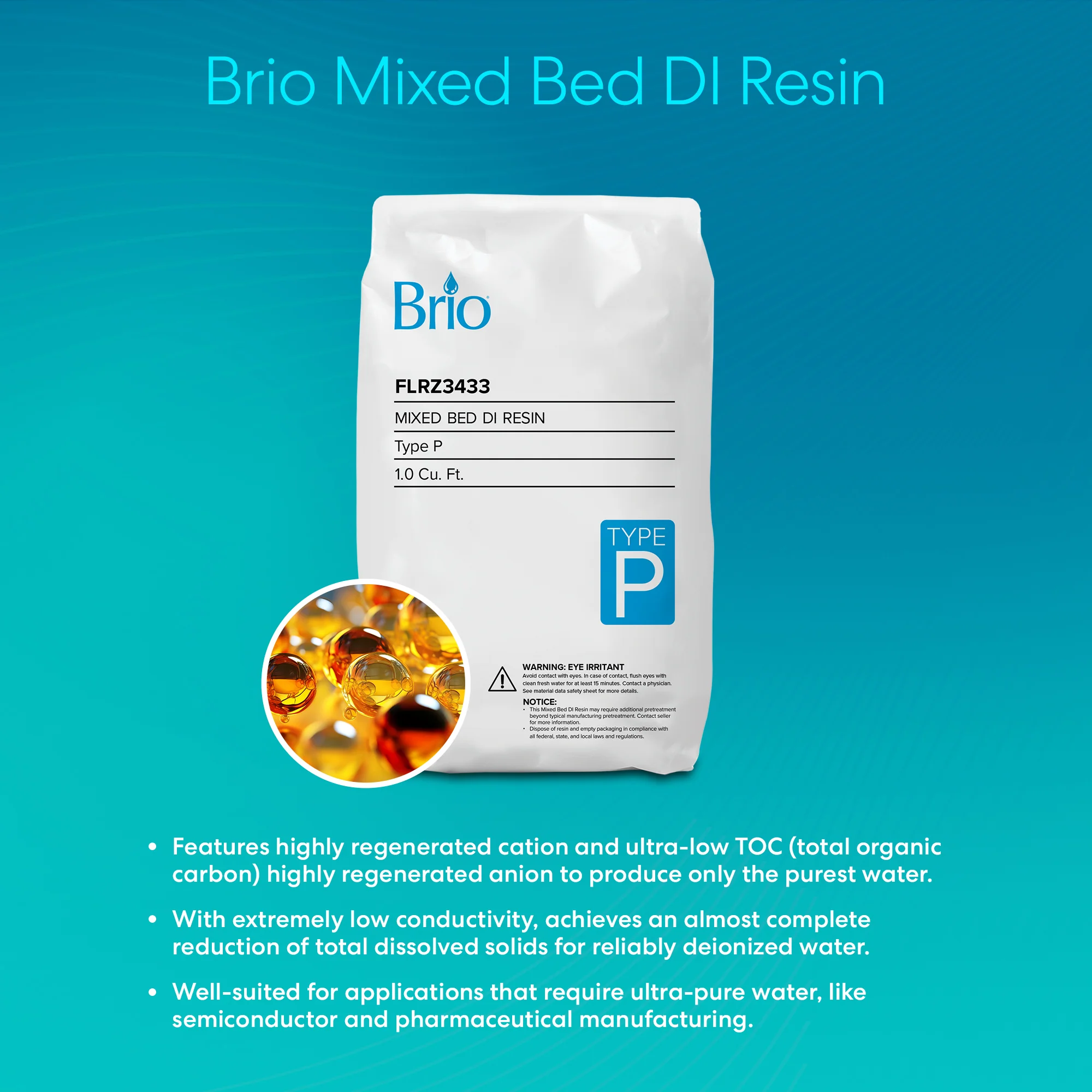 Brio Mixed Bed DI Deionizing Resin - Type P - Image 2