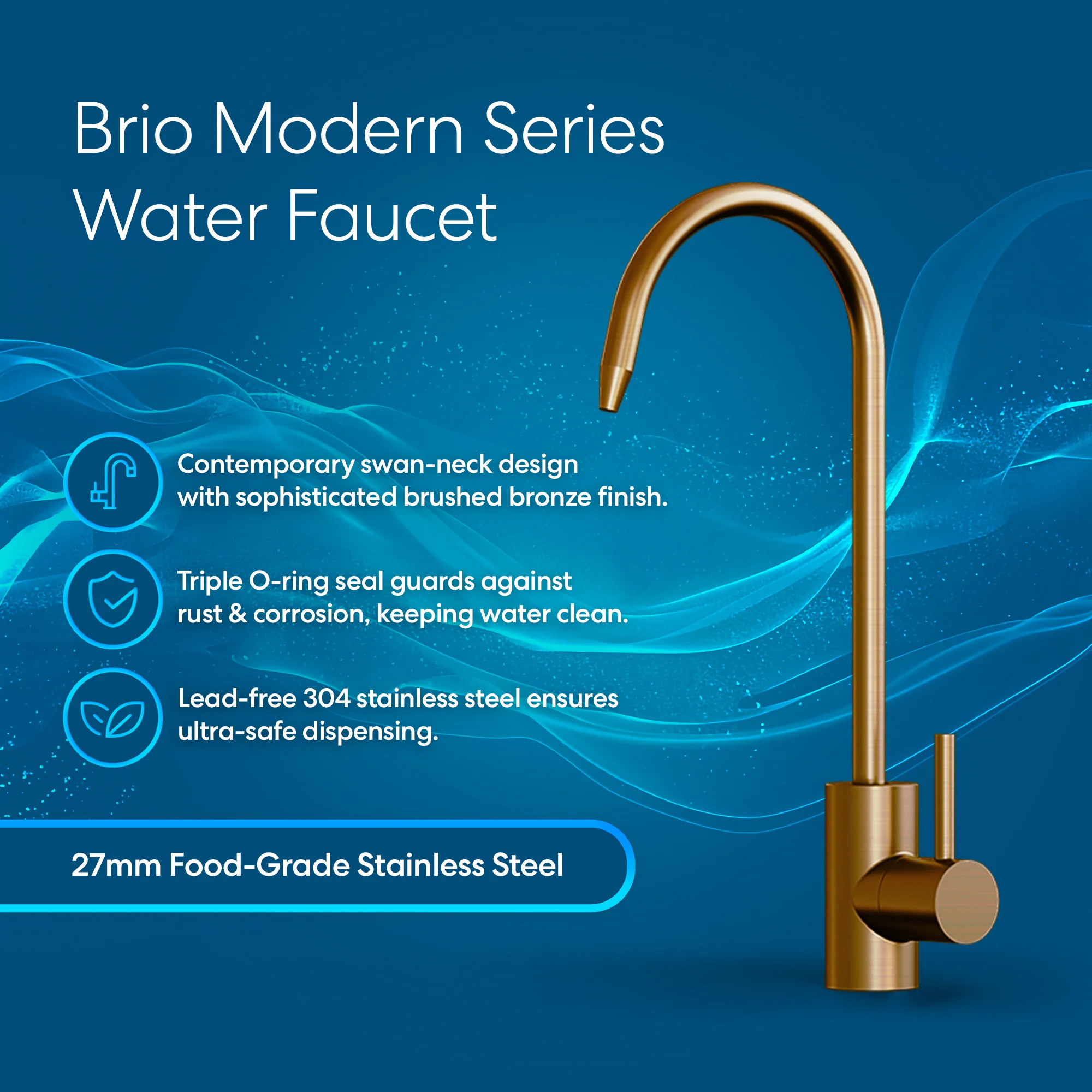 Brio Modern Series Water Faucet - Brushed Bronze - Image 2