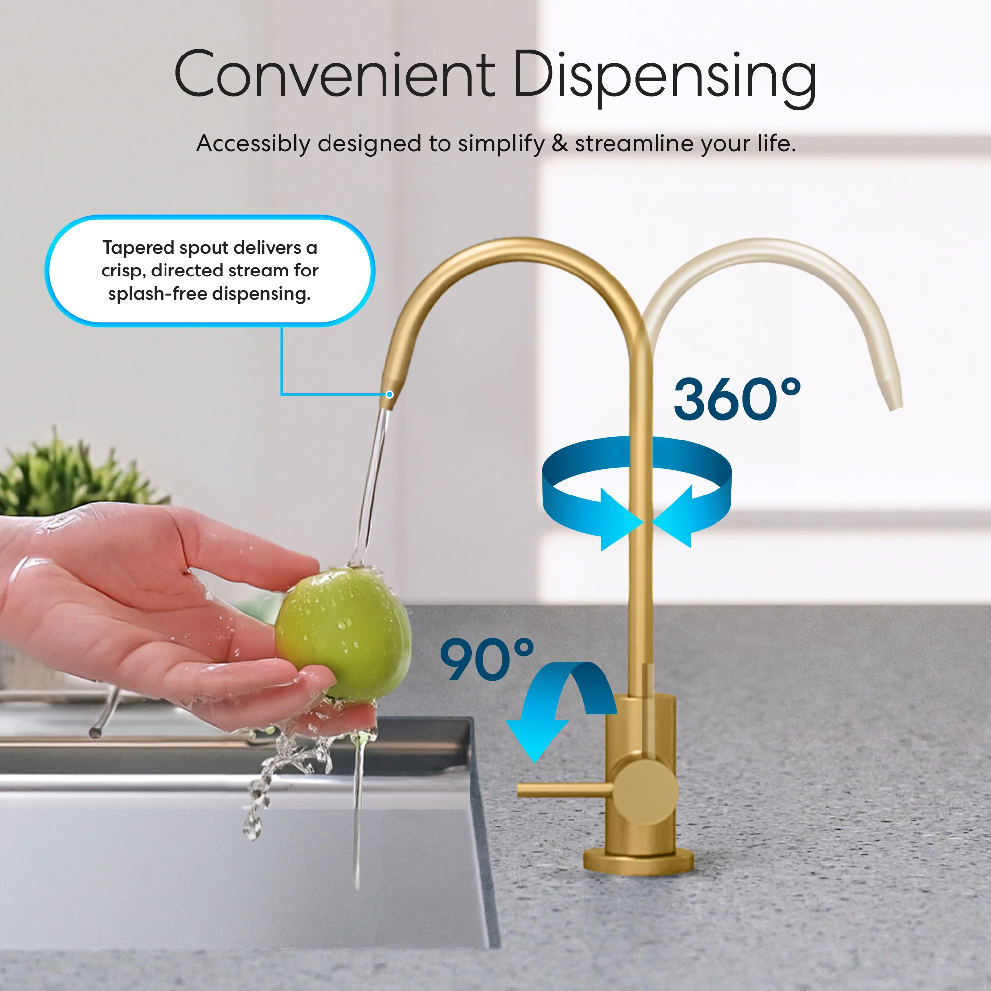 Brio Modern Series Water Faucet - Brushed Gold - Image 3