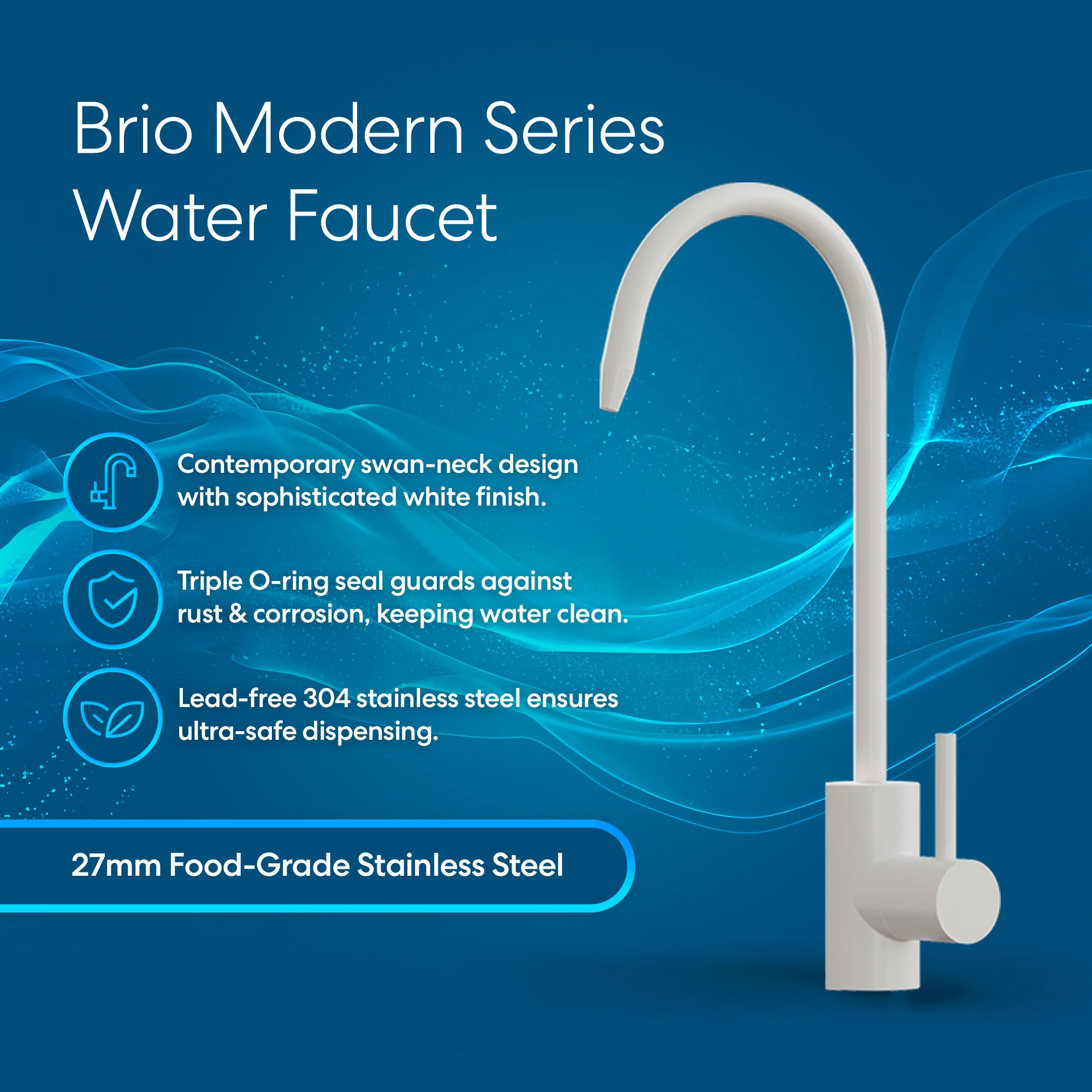Brio Modern Series Water Faucet - White - Image 2