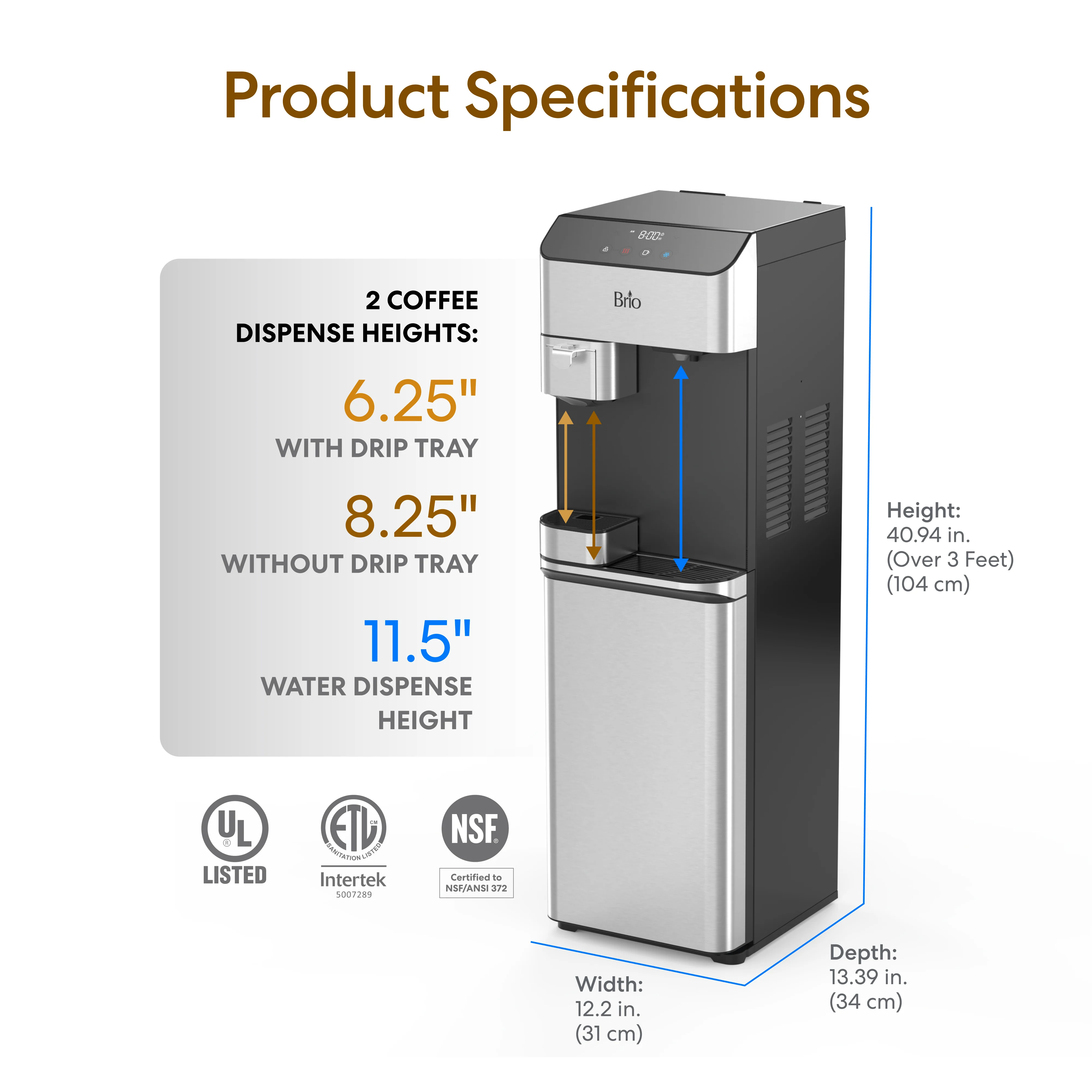 Brio Moderna 4-Stage Reverse Osmosis Coffee Maker & Bottleless Water Cooler Dispenser - Image 9