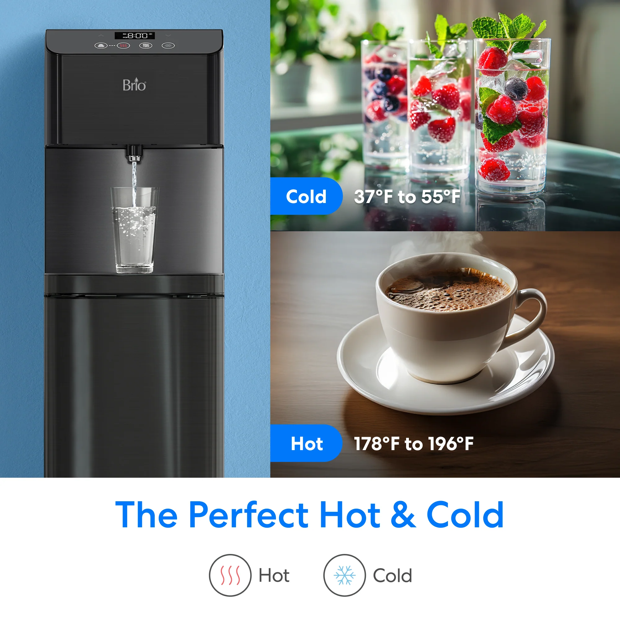 Brio Moderna 4-Stage Reverse Osmosis Black Stainless Bottleless Water Cooler - Image 5