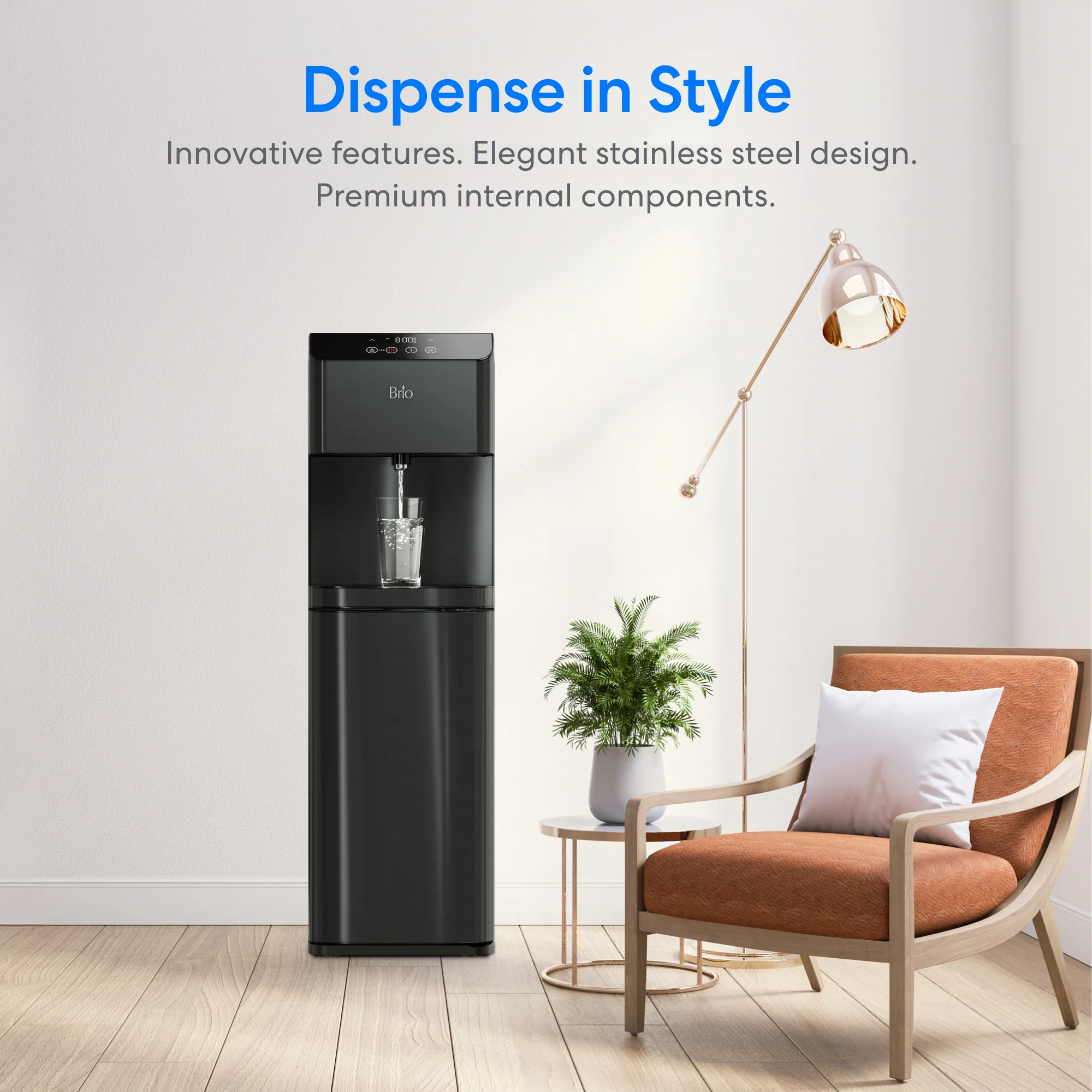 Brio Moderna Self-Cleaning Black Stainless Bottom Load Water Cooler - Image 3