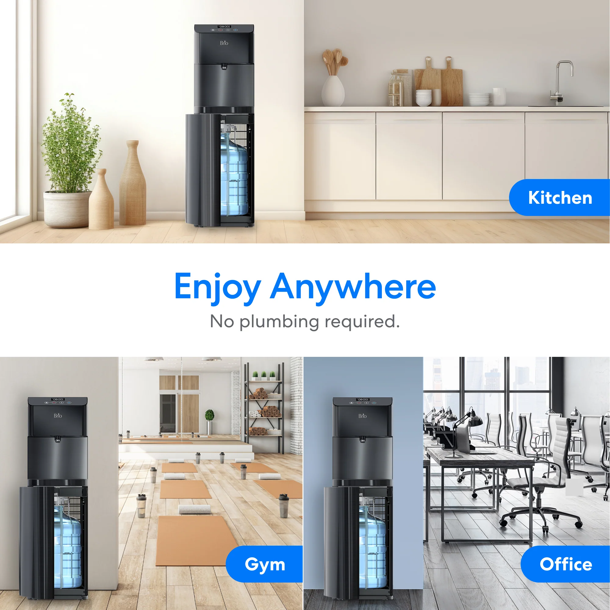 Brio Moderna Self-Cleaning Black Stainless Bottom Load Water Cooler - Image 5