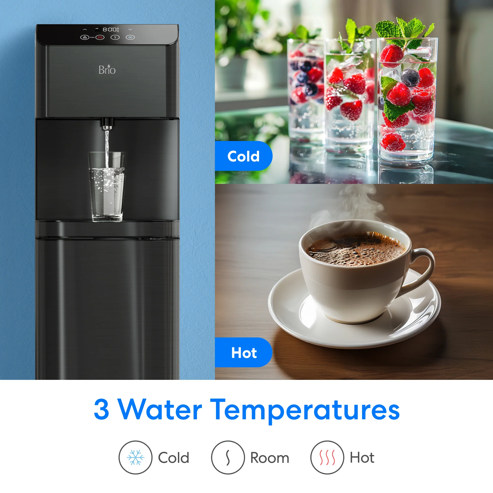 Brio Moderna Self-Cleaning Black Stainless Bottom Load Water Cooler - Image 6