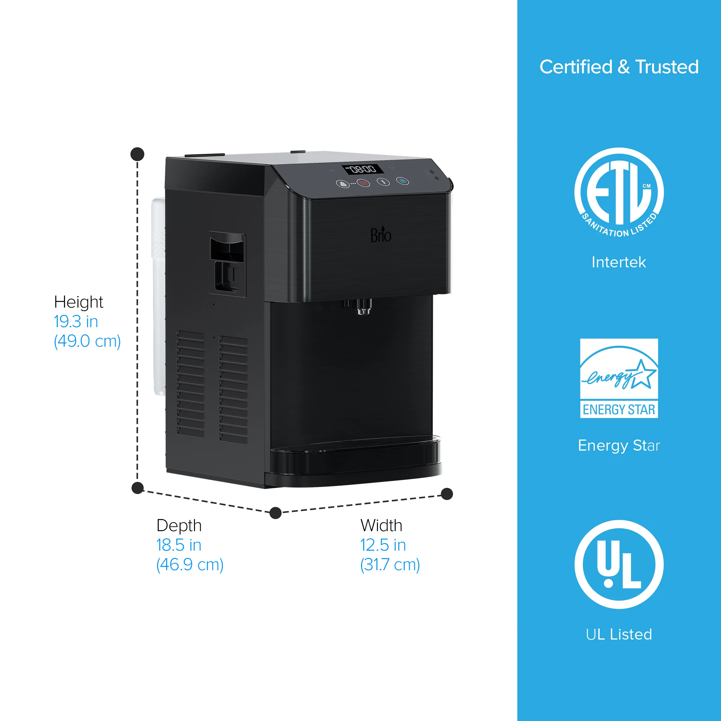 Brio Moderna Touchless 3-Stage Black Stainless Countertop Water Cooler - Image 7