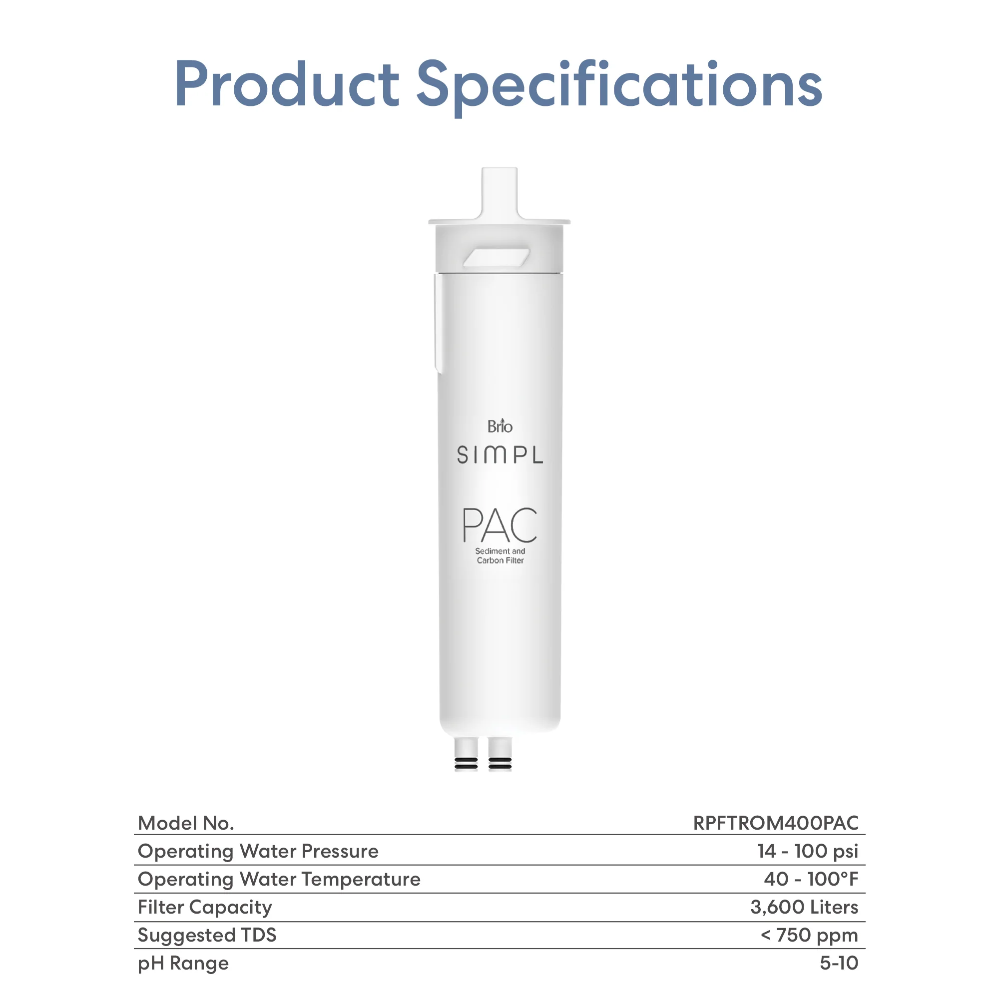 Brio SIMPL PAC Sediment Filter - TROM400STD - Image 8
