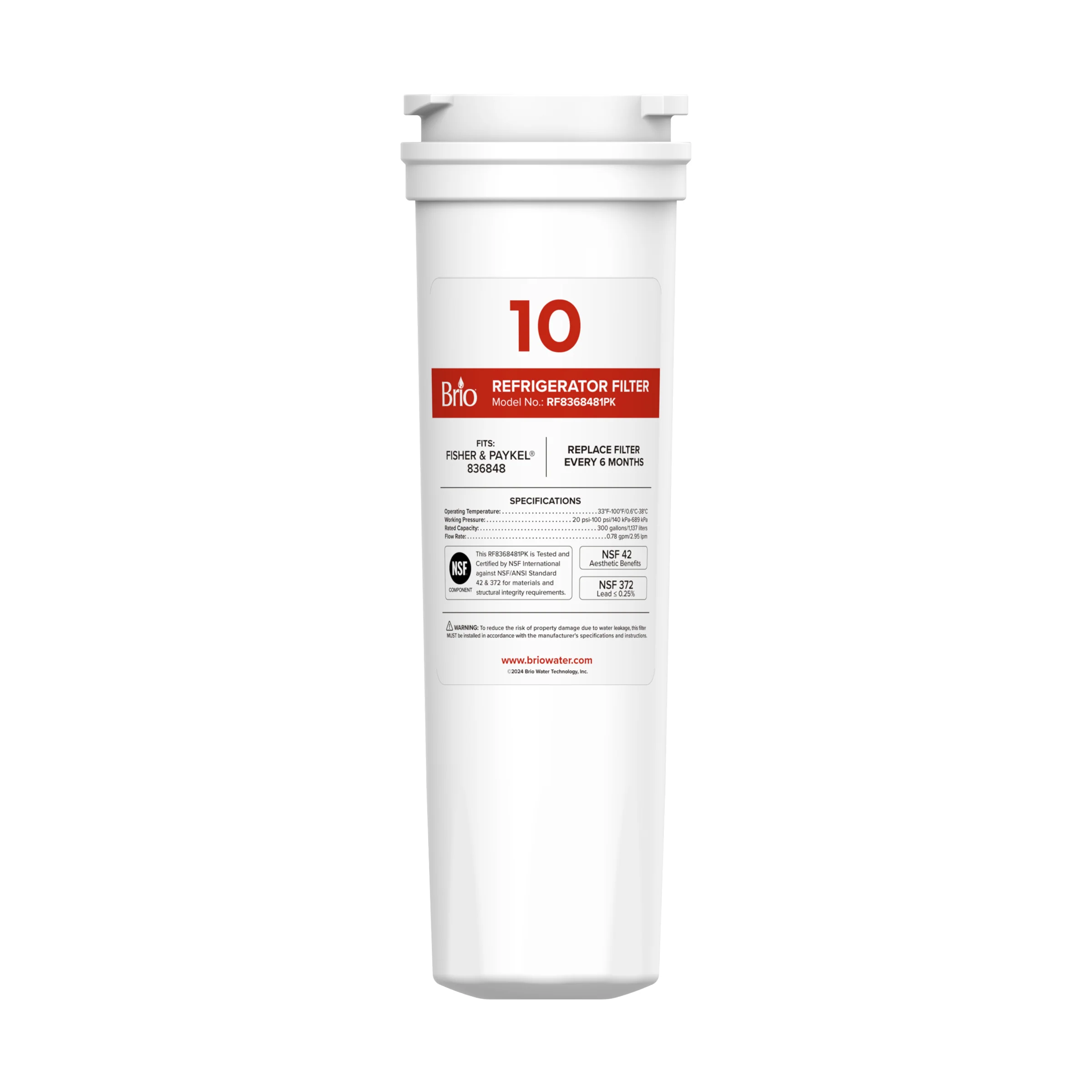 Brio 836848 Refrigerator Filter – Fisher & Paykel® 836848, Amana® 8171788