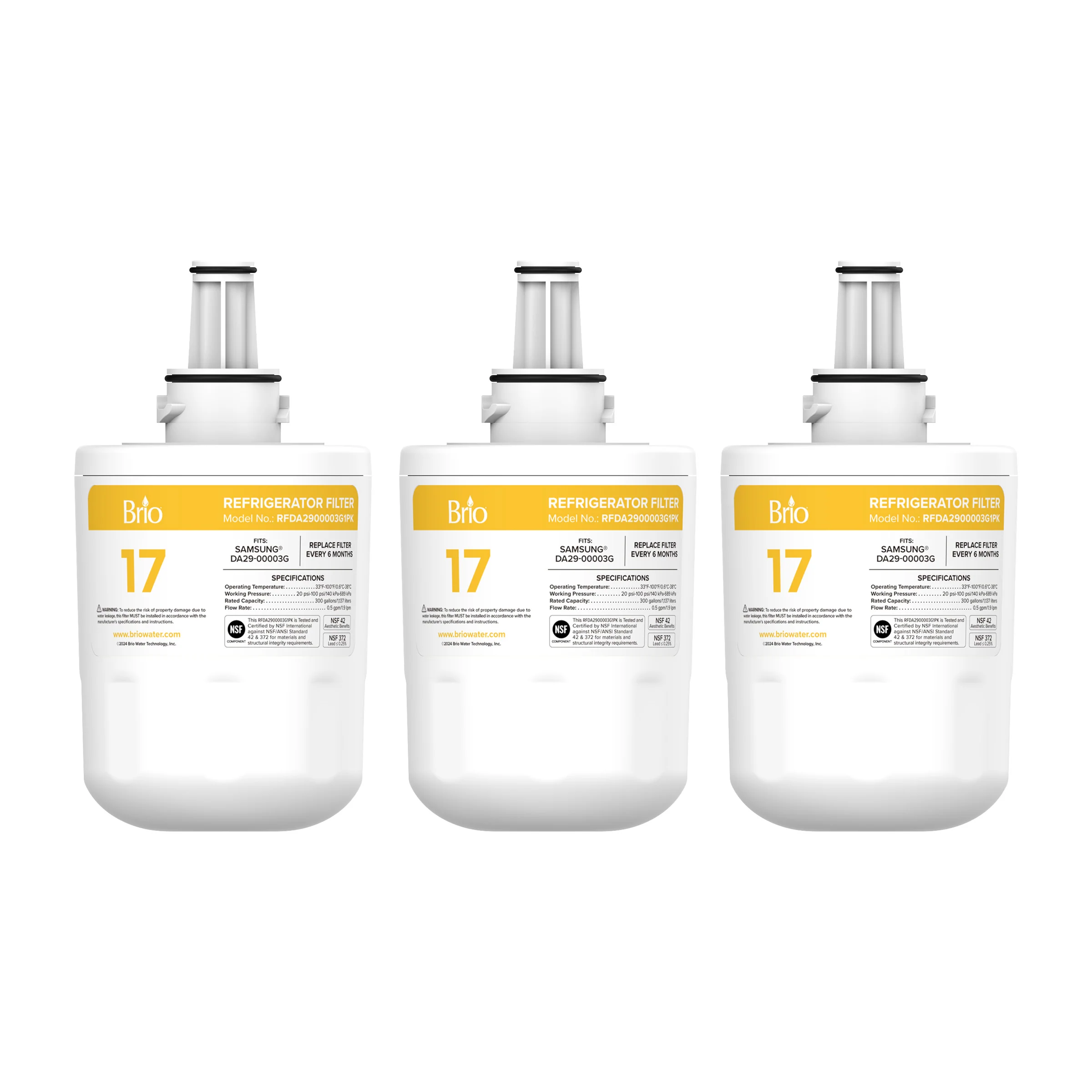 Brio DA2900003G Refrigerator Filters (3-Pack) – Samsung® DA29-00003G