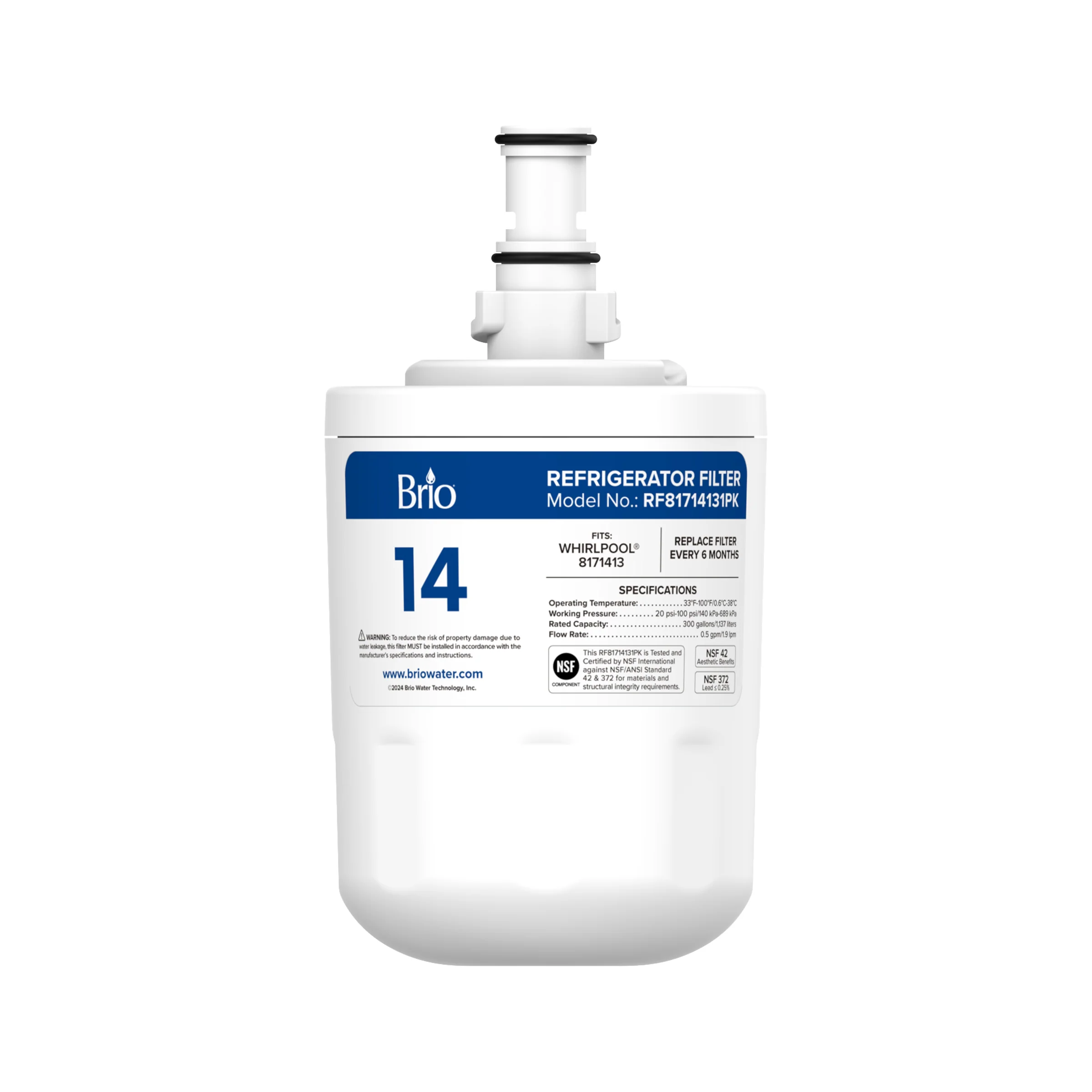 Brio 8171413 Refrigerator Filter – Whirlpool® 8171413, KitchenAid® 8171788