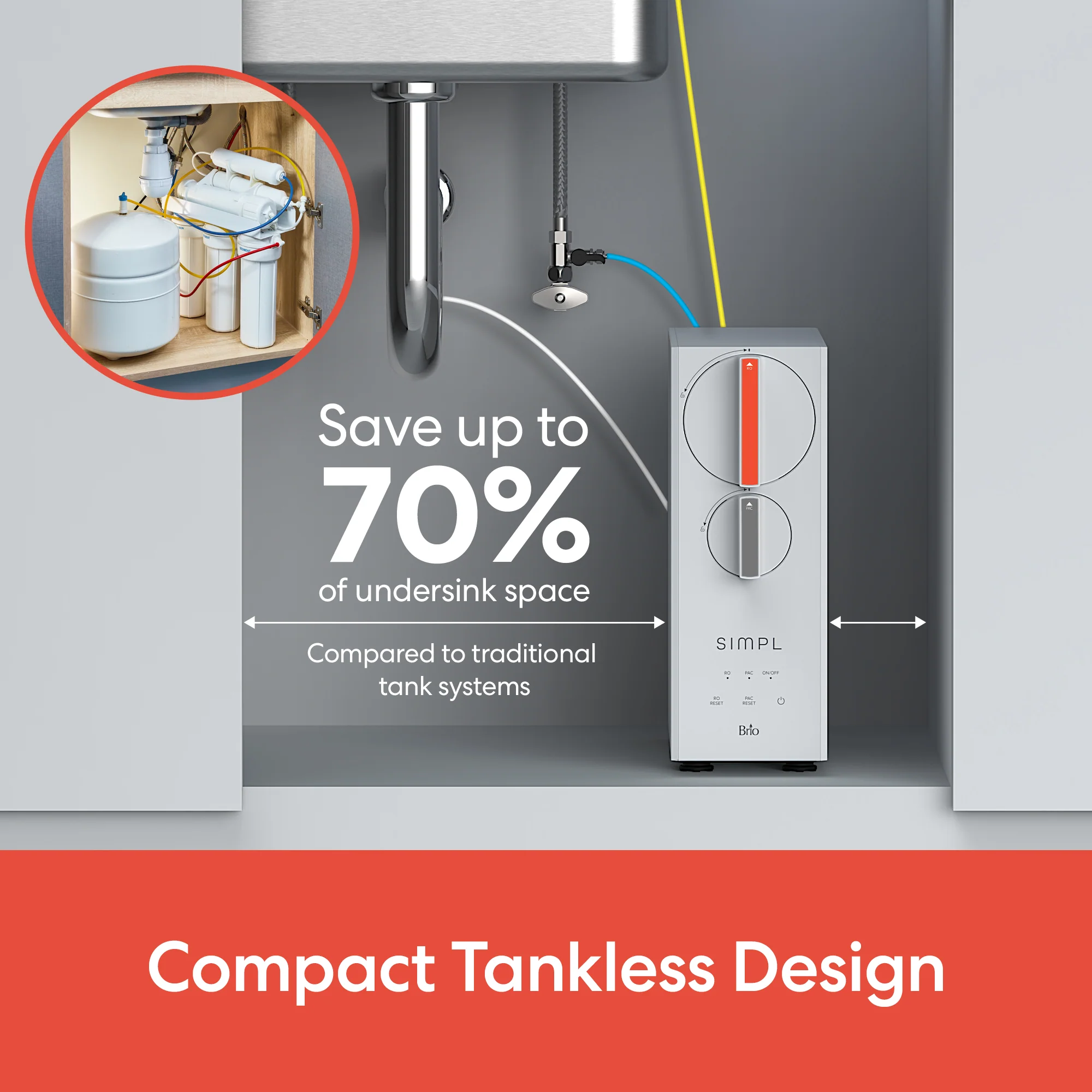 Brio SIMPL Tankless Reverse Osmosis (RO) Undersink Filtration System 800GPD - Image 4
