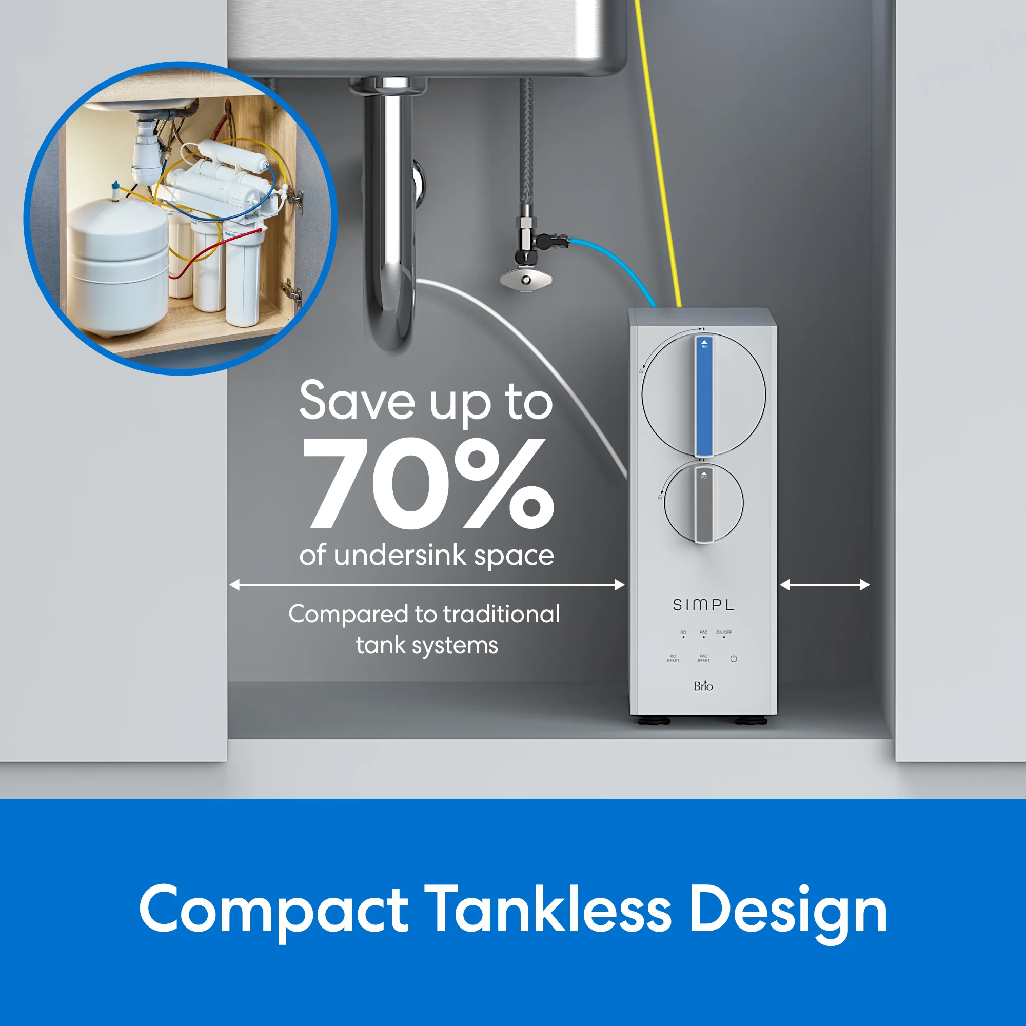 Brio SIMPL Tankless Reverse Osmosis (RO) Undersink Filtration System 400GPD - Image 4