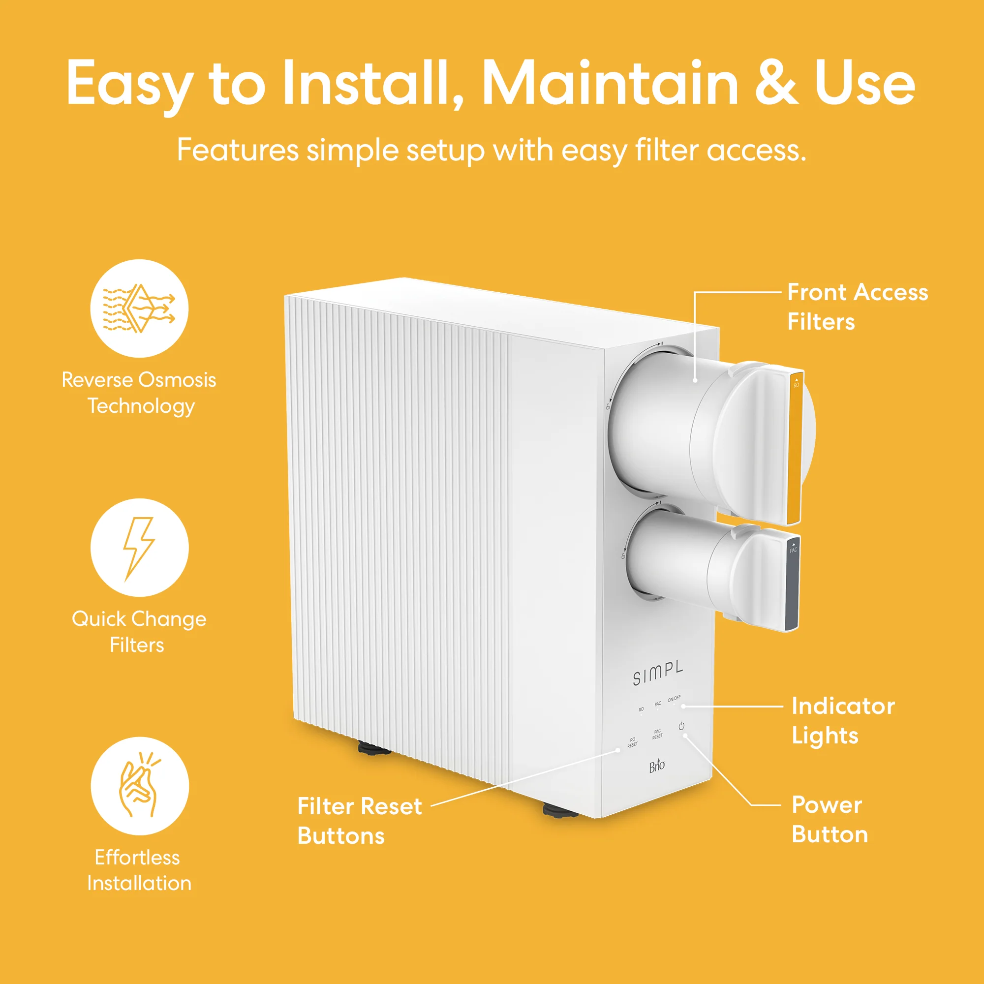 Brio SIMPL Tankless Reverse Osmosis (RO) Undersink Filtration System 600GPD - Image 3