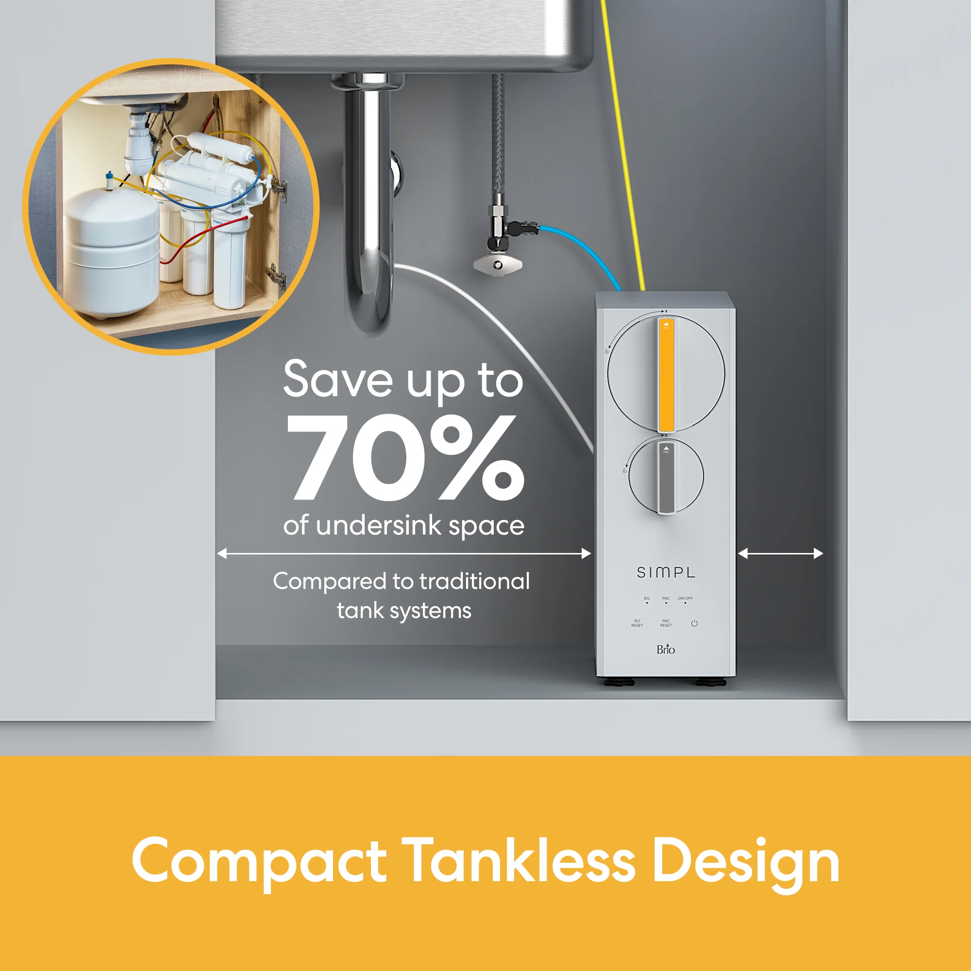 Brio SIMPL Tankless Reverse Osmosis (RO) Undersink Filtration System 600GPD - Image 4