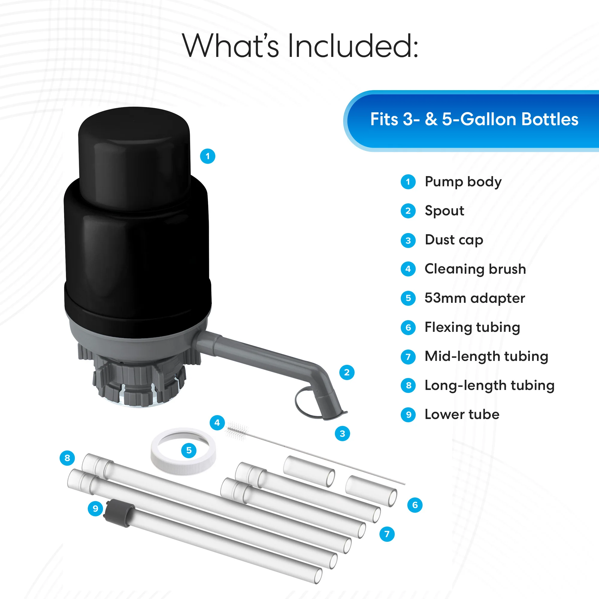 Brio Manual Water Bottle Pump - Grey & Black - Image 4