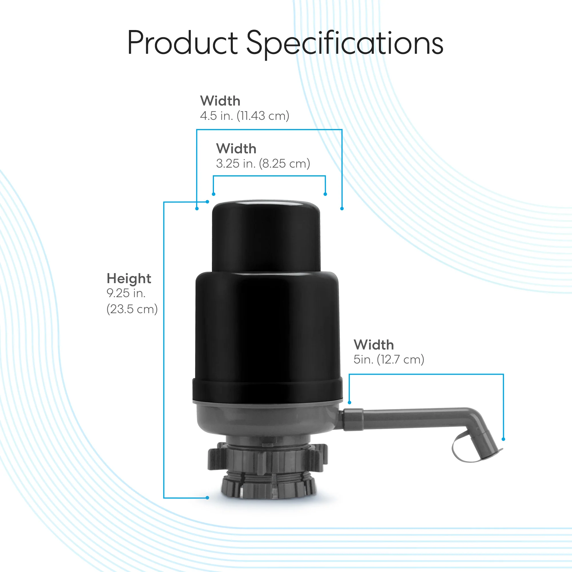 Brio Manual Water Bottle Pump - Grey & Black - Image 9