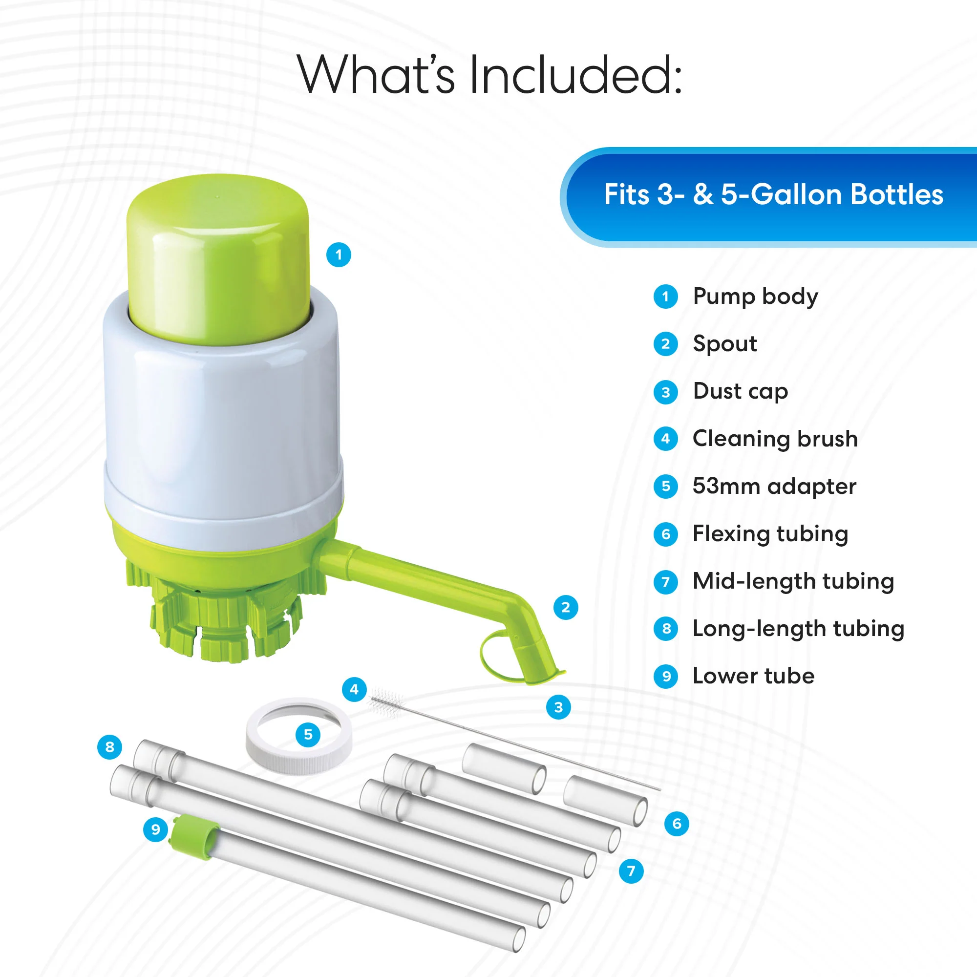 Brio Manual Water Bottle Pump - Green & White - Image 4