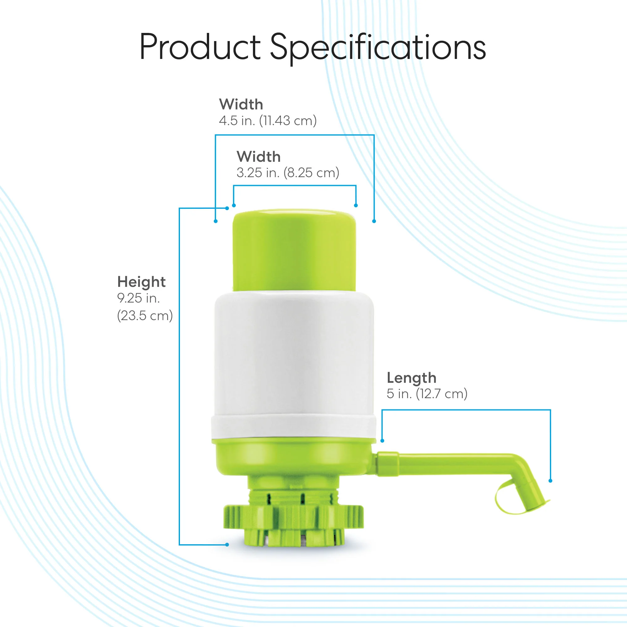Brio Manual Water Bottle Pump - Green & White - Image 9