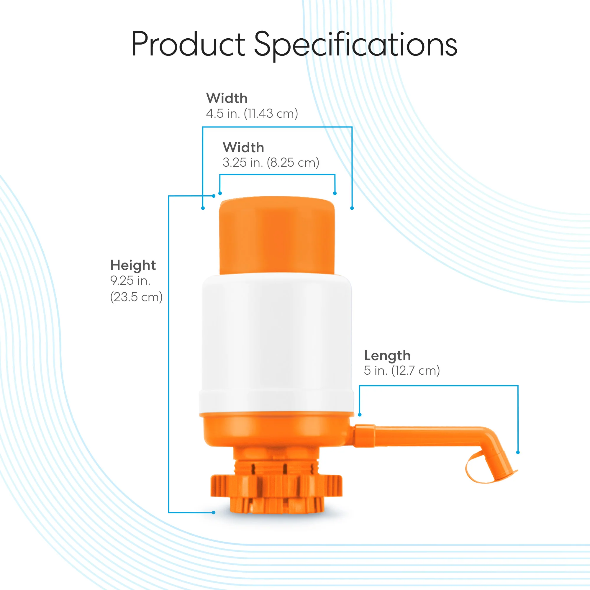 Brio Manual Water Bottle Pump - Orange & White - Image 9