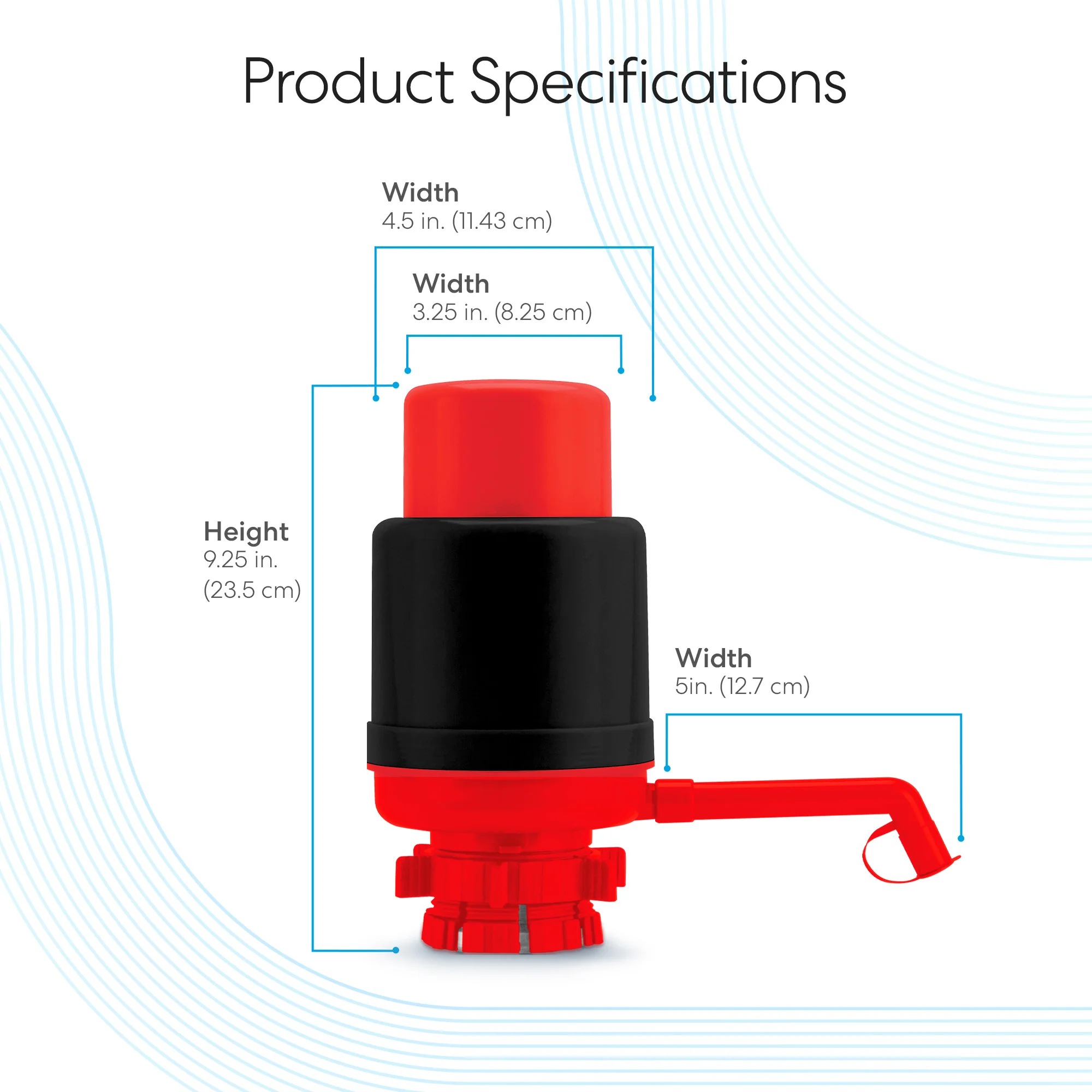 Brio Manual Water Bottle Pump - Red & Black - Image 9