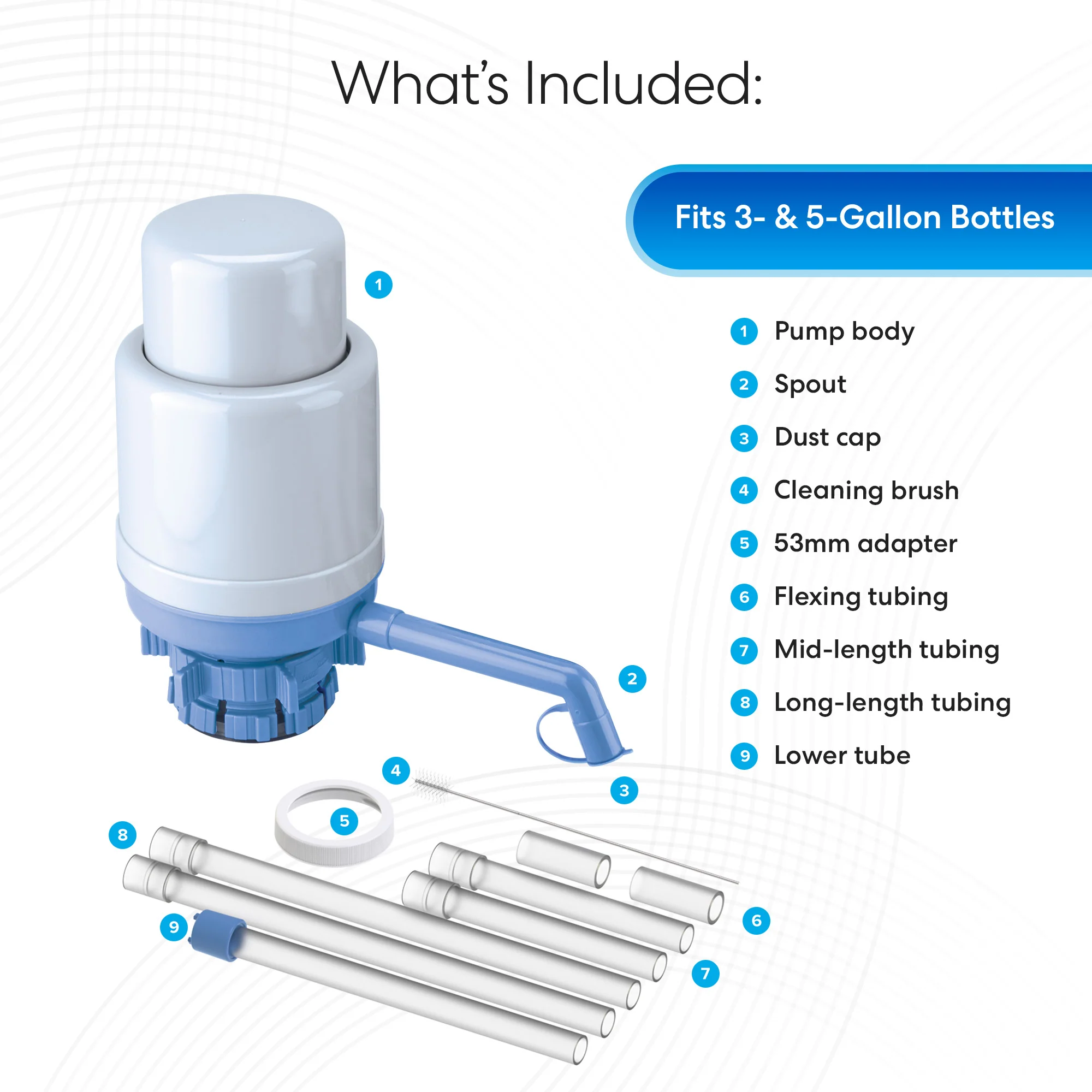 Brio Manual Water Bottle Pump - Grey & Blue - Image 4