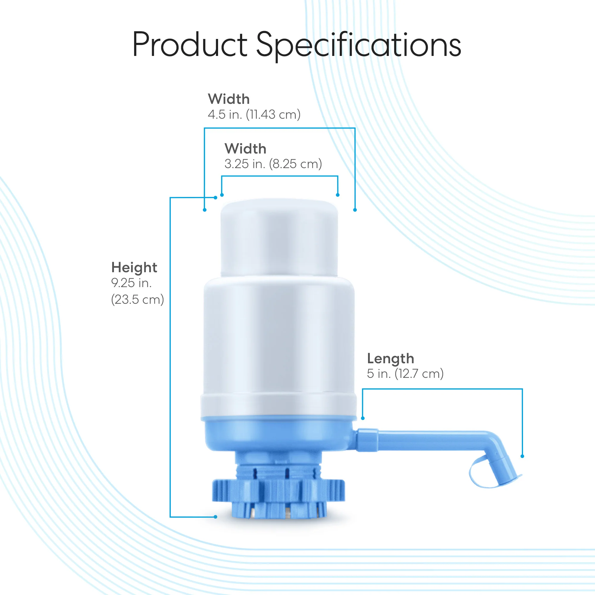 Brio Manual Water Bottle Pump - Grey & Blue - Image 9