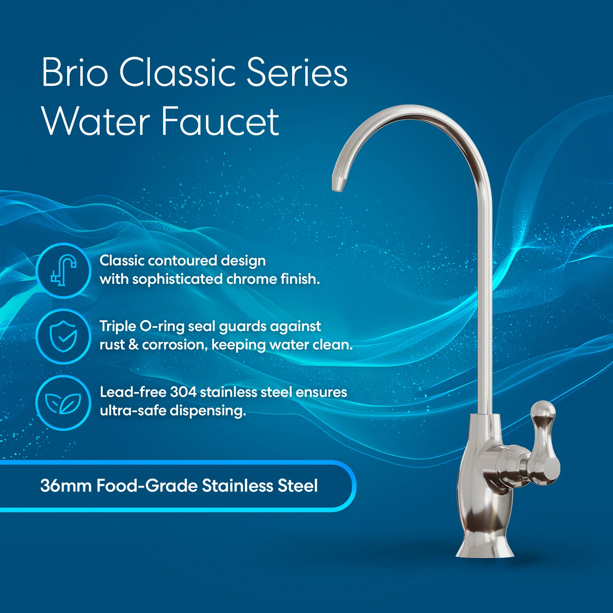 Brio Curvy Classic Series Water Faucet-Chrome - Image 2