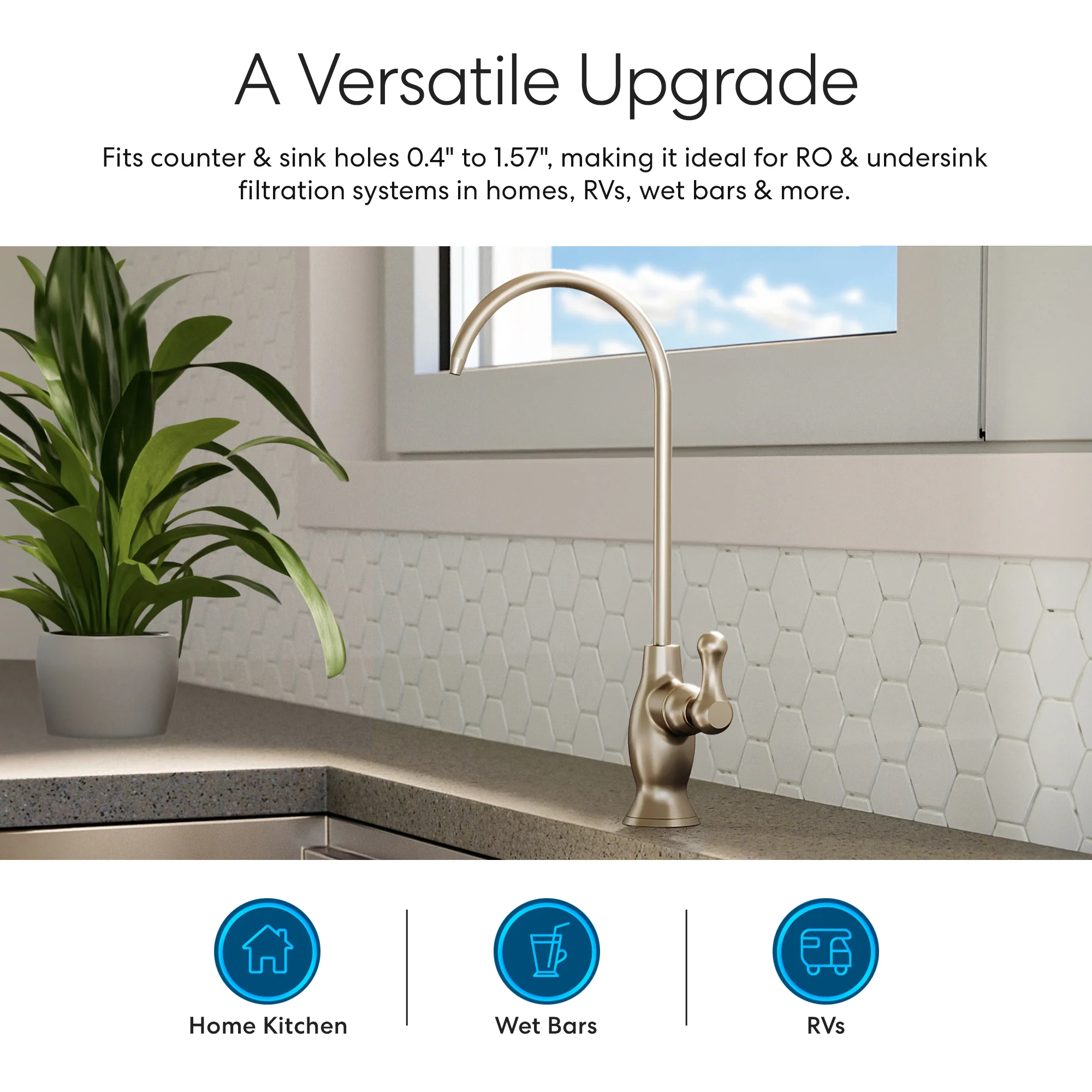 Brio Curvy Classic Series Water Faucet-Brushed Nickel - Image 6