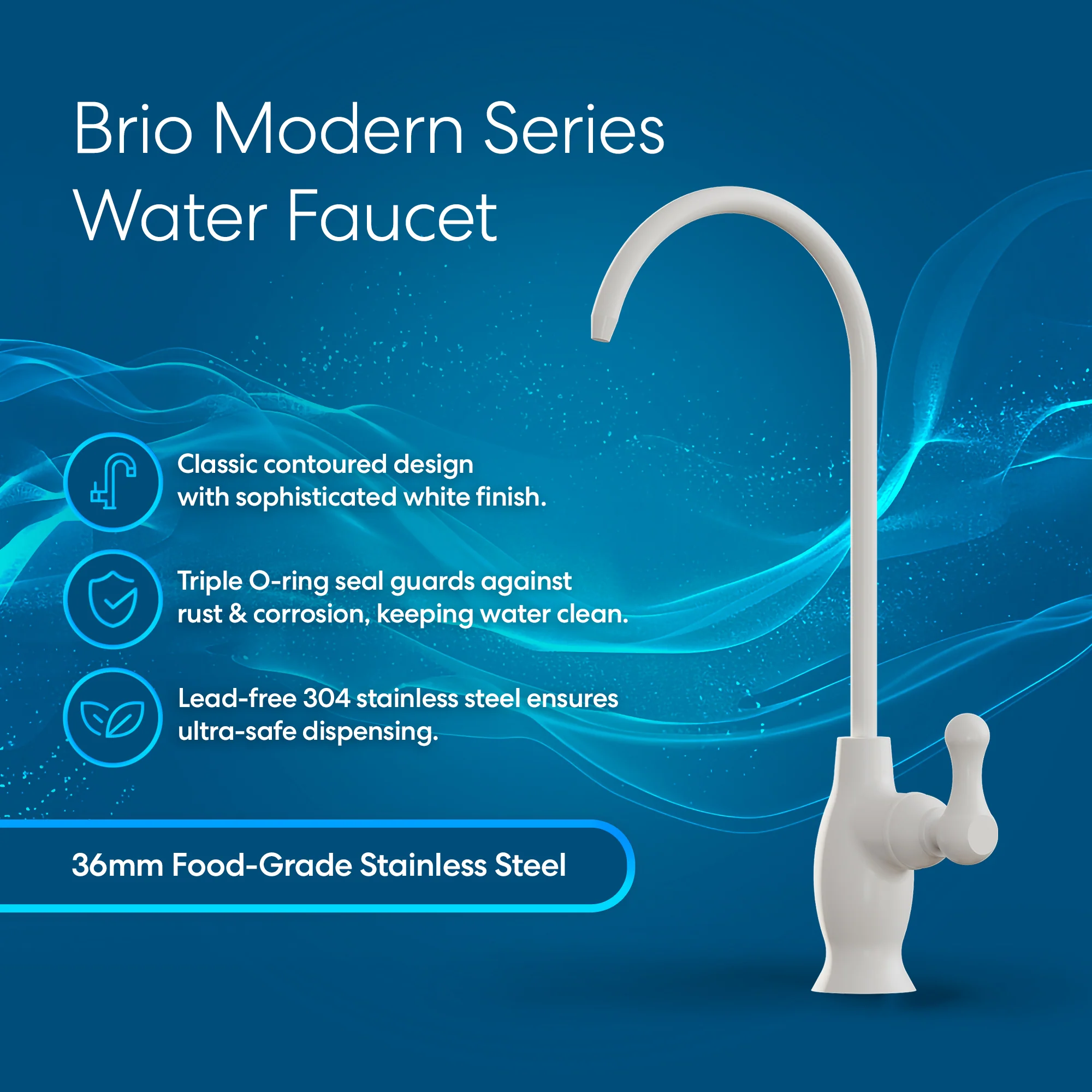 Brio Curvy Classic Series Water Faucet-White - Image 2