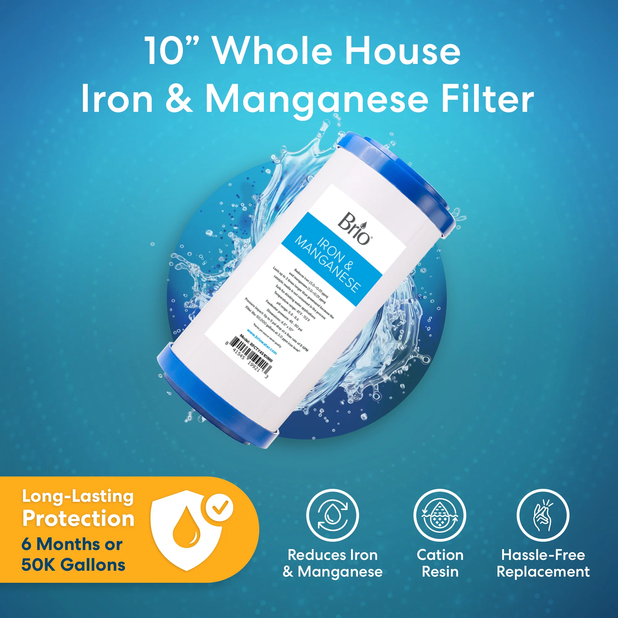 Brio Whole House 10" Iron & Manganese Filter - Image 2