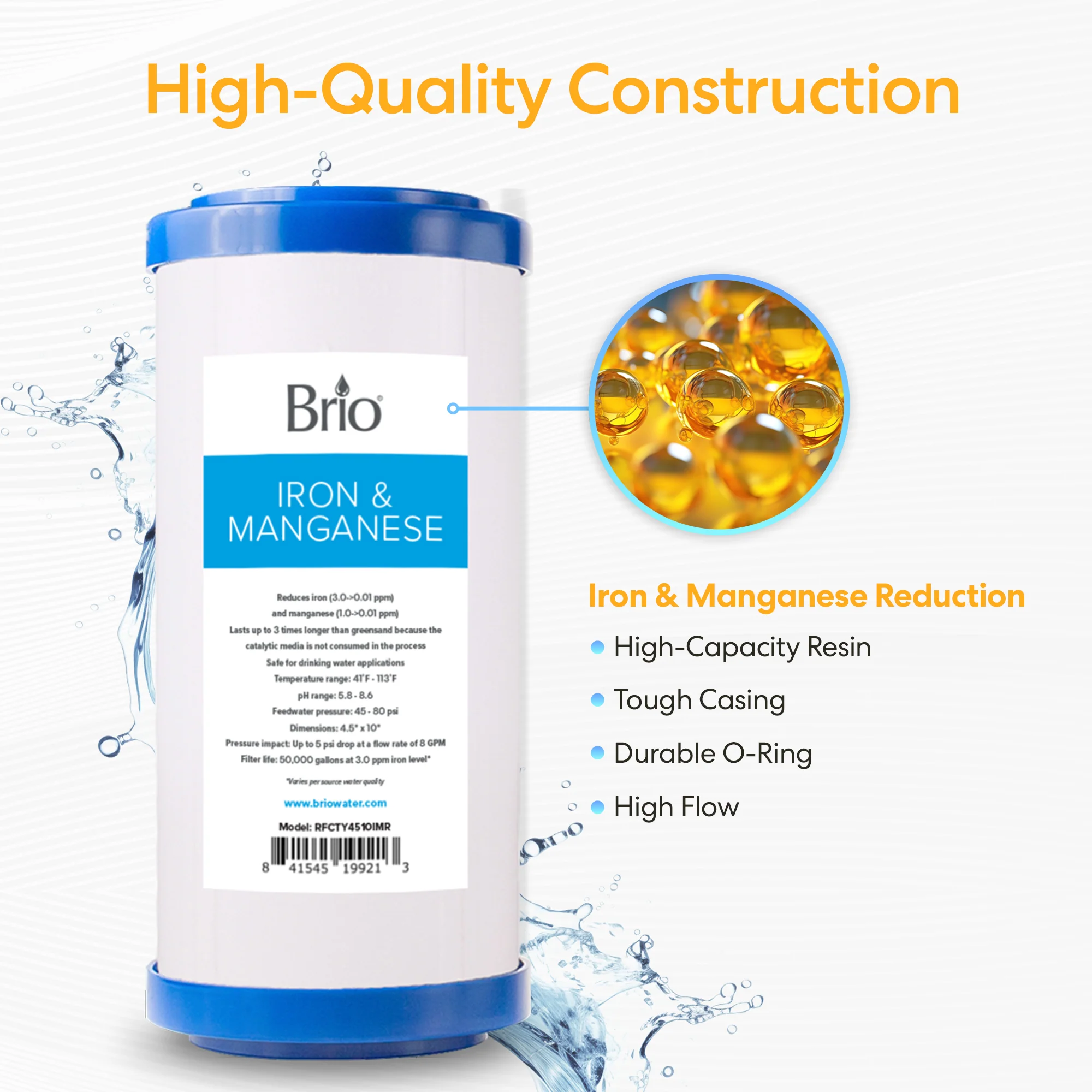 Brio Whole House 10" Iron & Manganese Filter - Image 3