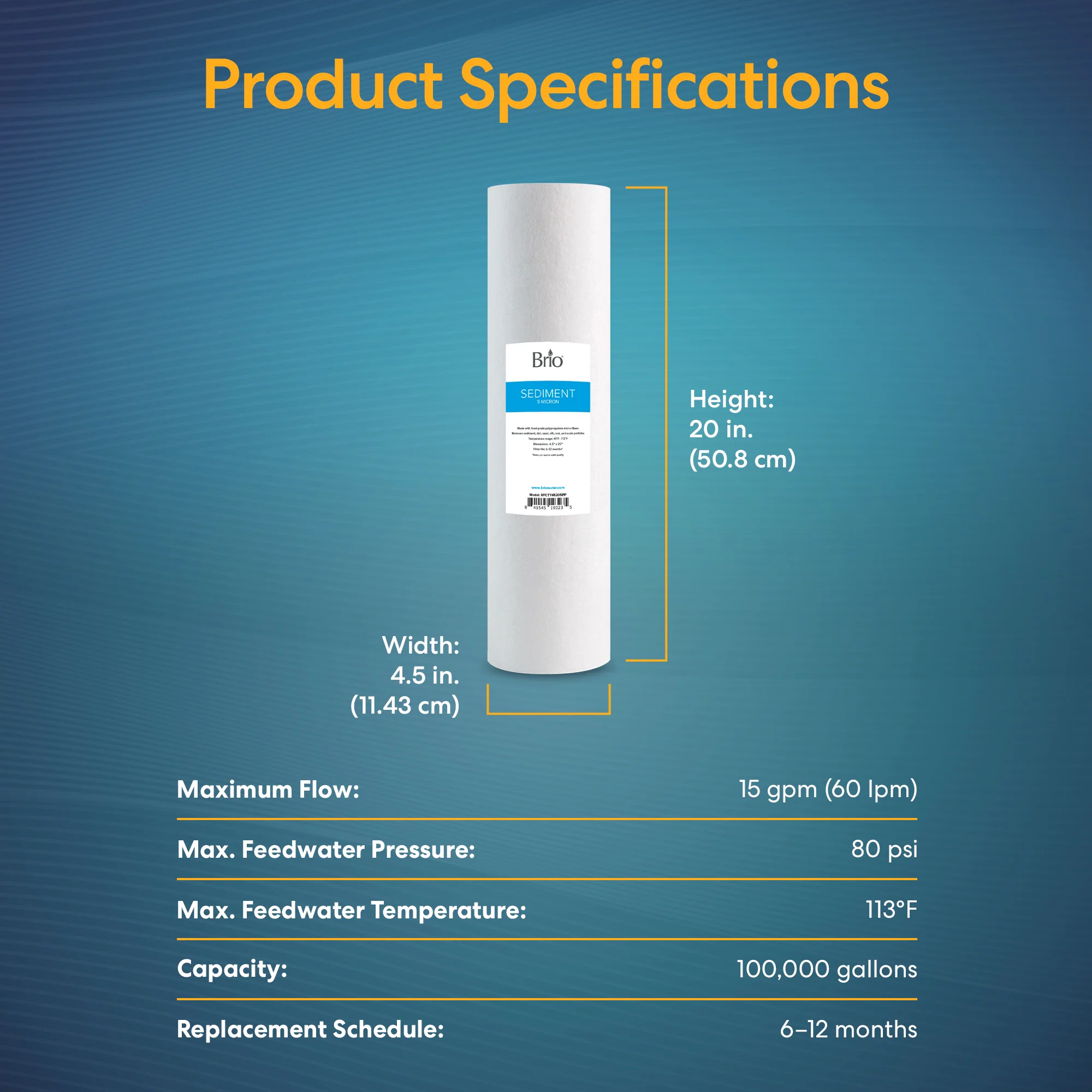Brio Whole House 20" Sediment Filter - Image 6