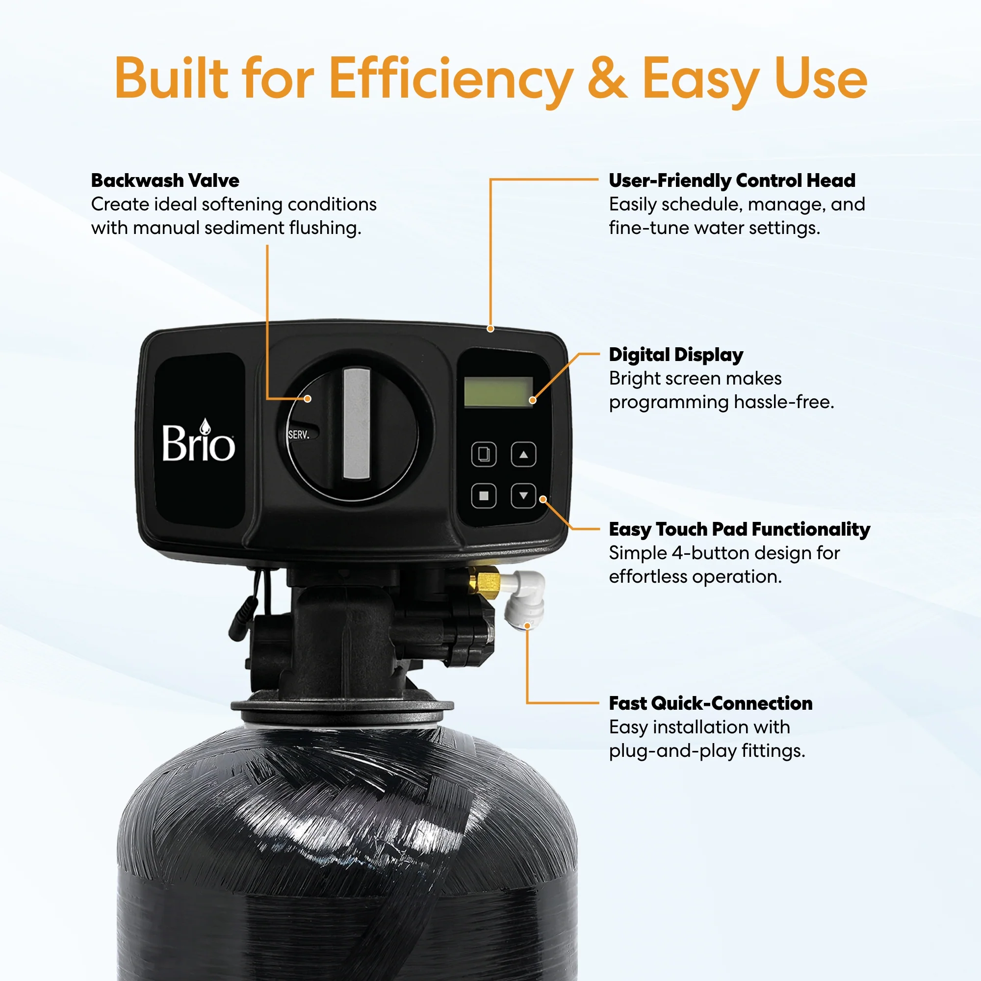 Brio Whole House Water Softener System - 1-2 Bathrooms - 24,000 Grains - Image 6